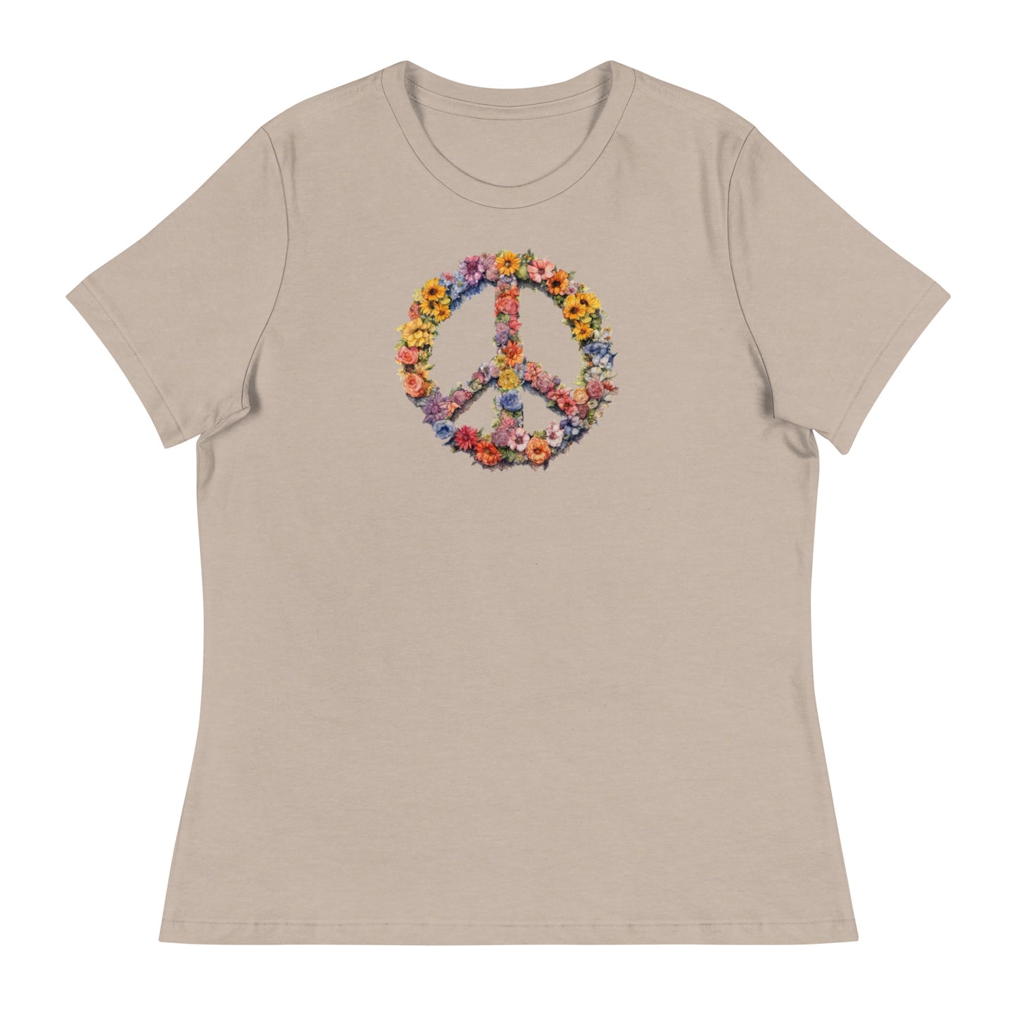 Flower Peace Sign Women's T-Shirt Heather Stone