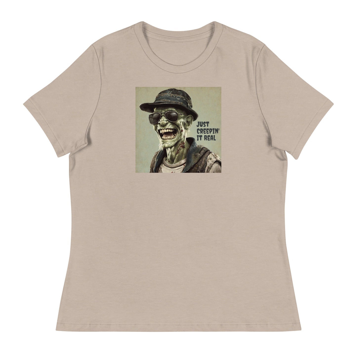 Just Creepin' It Real Women's Zombie T-Shirt for Halloween Heather Stone