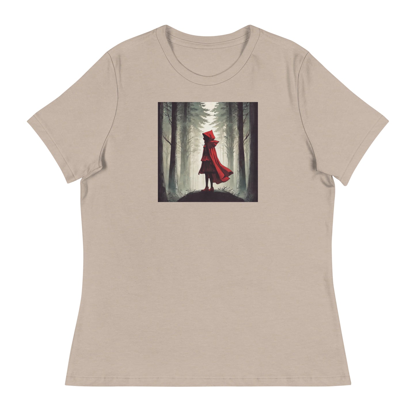 Bold Red Riding Hood in Forest Women's Fairy Tale T-Shirt Heather Stone