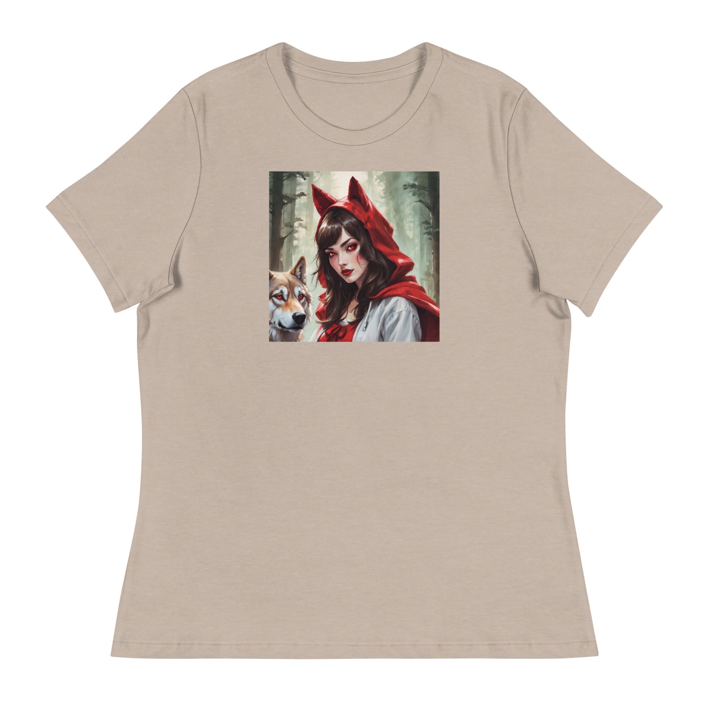 Red Riding Hood Colluding with the Wolf Women's Fairy Tale T-Shirt Heather Stone