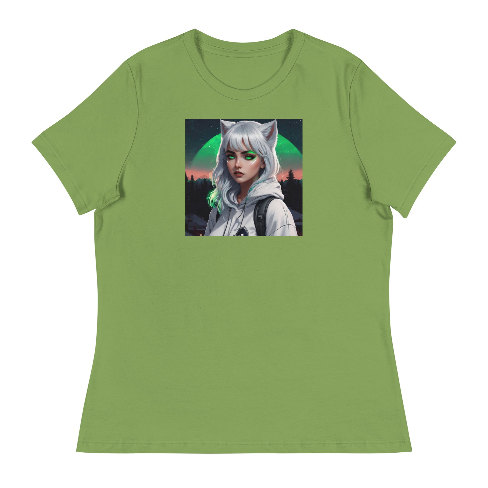 Cute Fox Girl Women's Graphic Tee Leaf