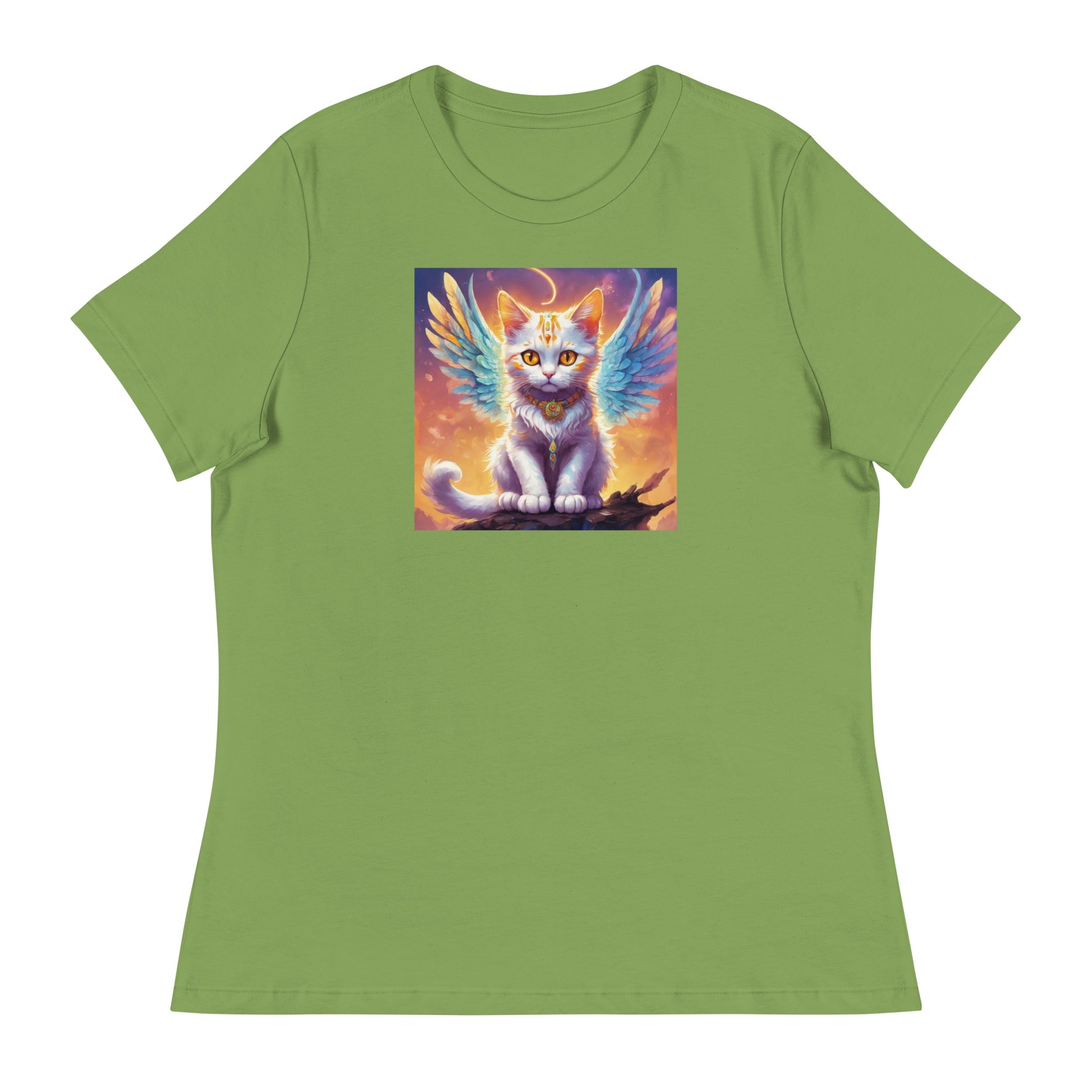 Cat with Wings Women's Graphic Tee Leaf