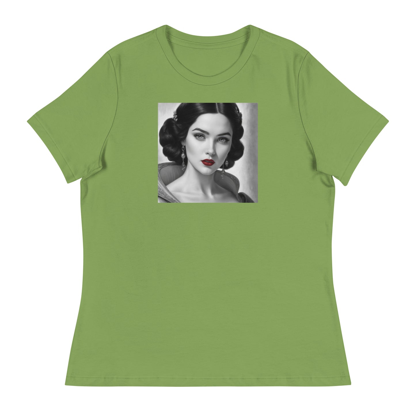 Snow White Portrait Women's Fairy Tale T-Shirt Leaf