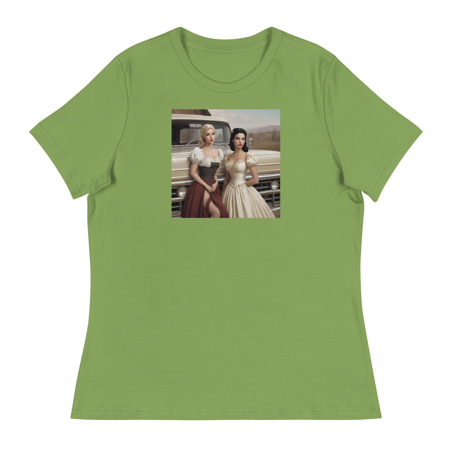 Cinderella and Snow White Hanging Out Women's T-Shirt Leaf