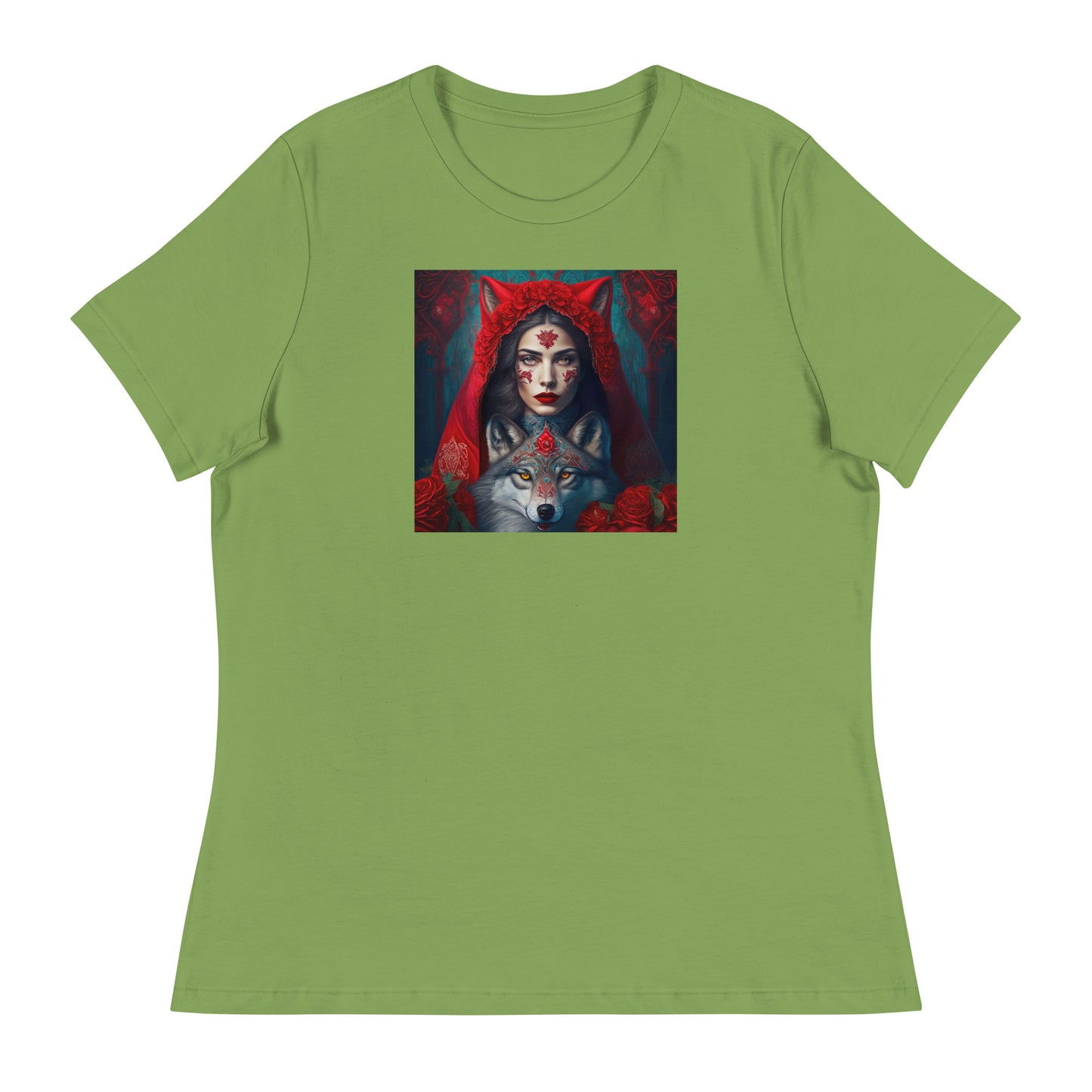 Red Riding Hood Unites with the Wolf Women's T-Shirt Leaf