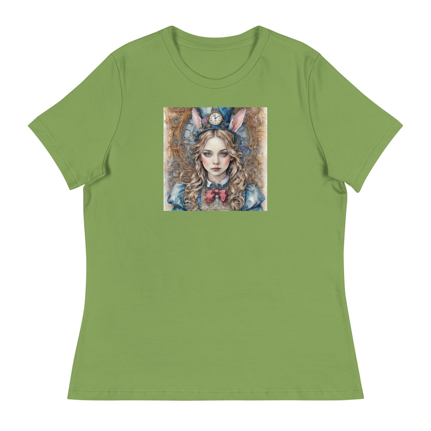 Alice in Wonderland with Bunny Ears Women's T-Shirt Leaf