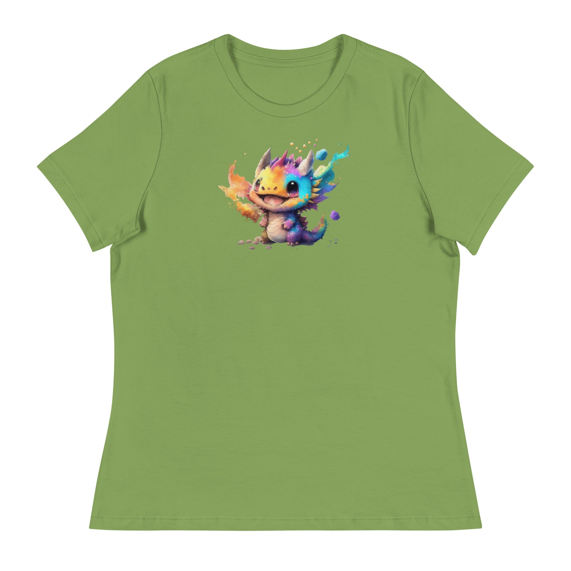 Cute Baby Dragon Women's Fantasy T-Shirt Leaf