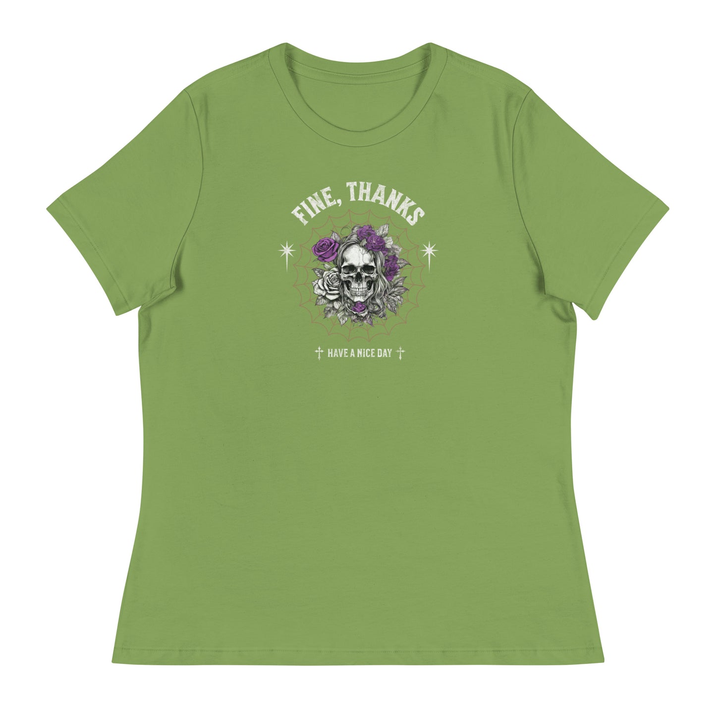 Fine Thanks Skull Women's Funny T-Shirt Leaf