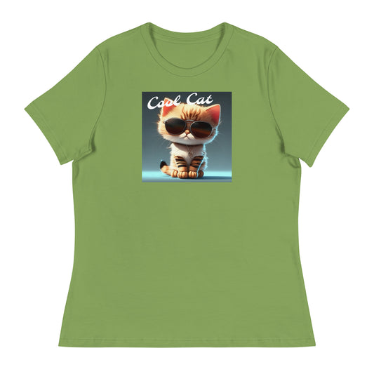 Cool Cat Women's Funny T-Shirt Leaf