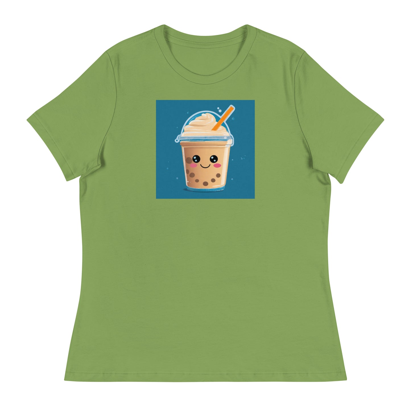 Boba Bubble Milk Tea Women's Funny Graphic Tee Leaf