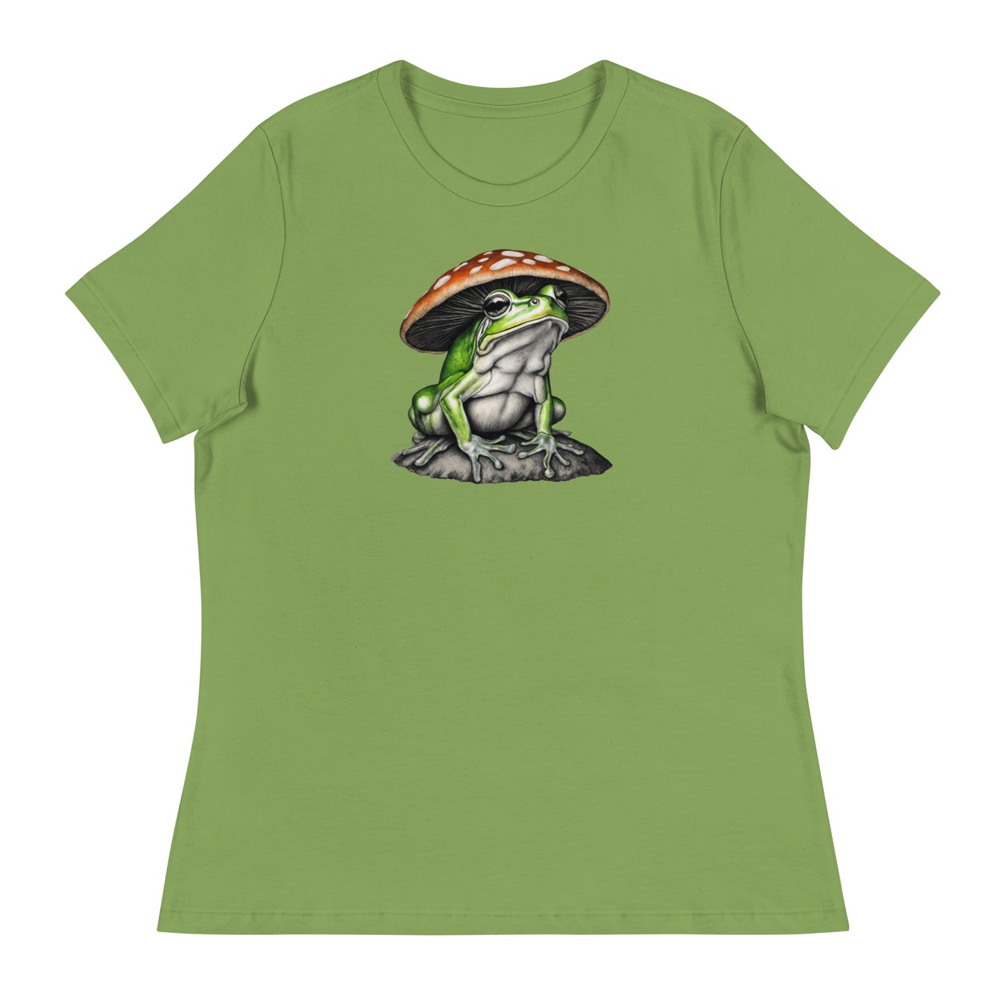 Frog in Shroom Cap Women's Graphic Tee Leaf