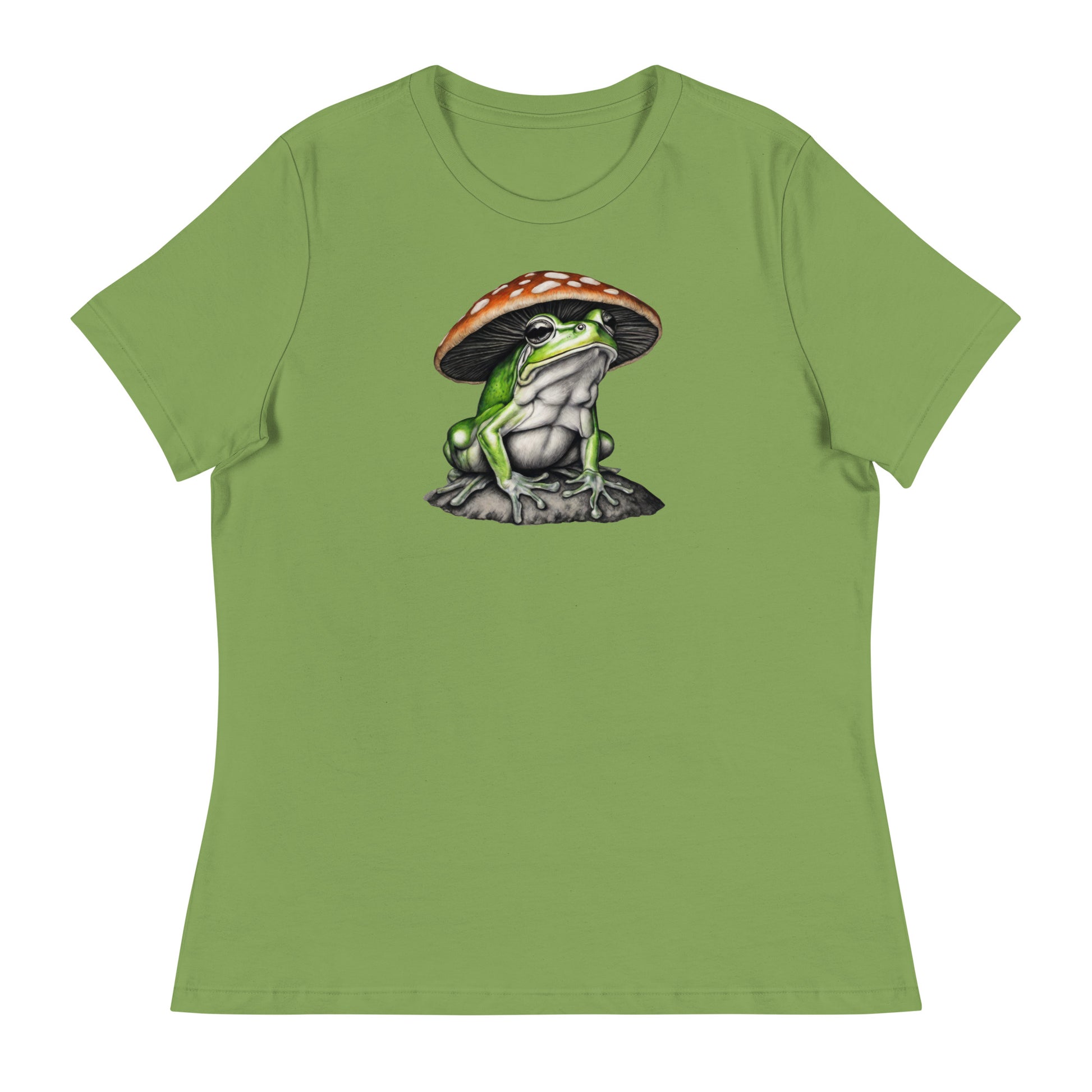 Frog in Shroom Cap Women's Graphic Tee Leaf