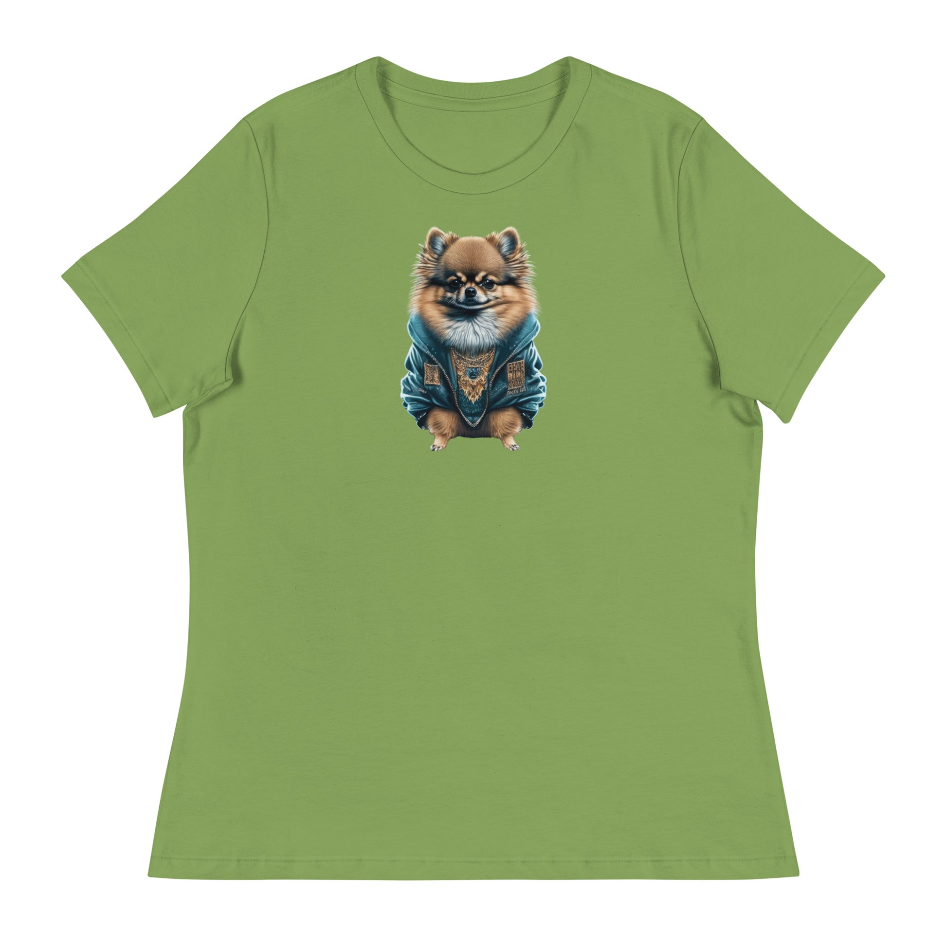 Fancy Pomeranian Women's Dog Lover T-Shirt Leaf