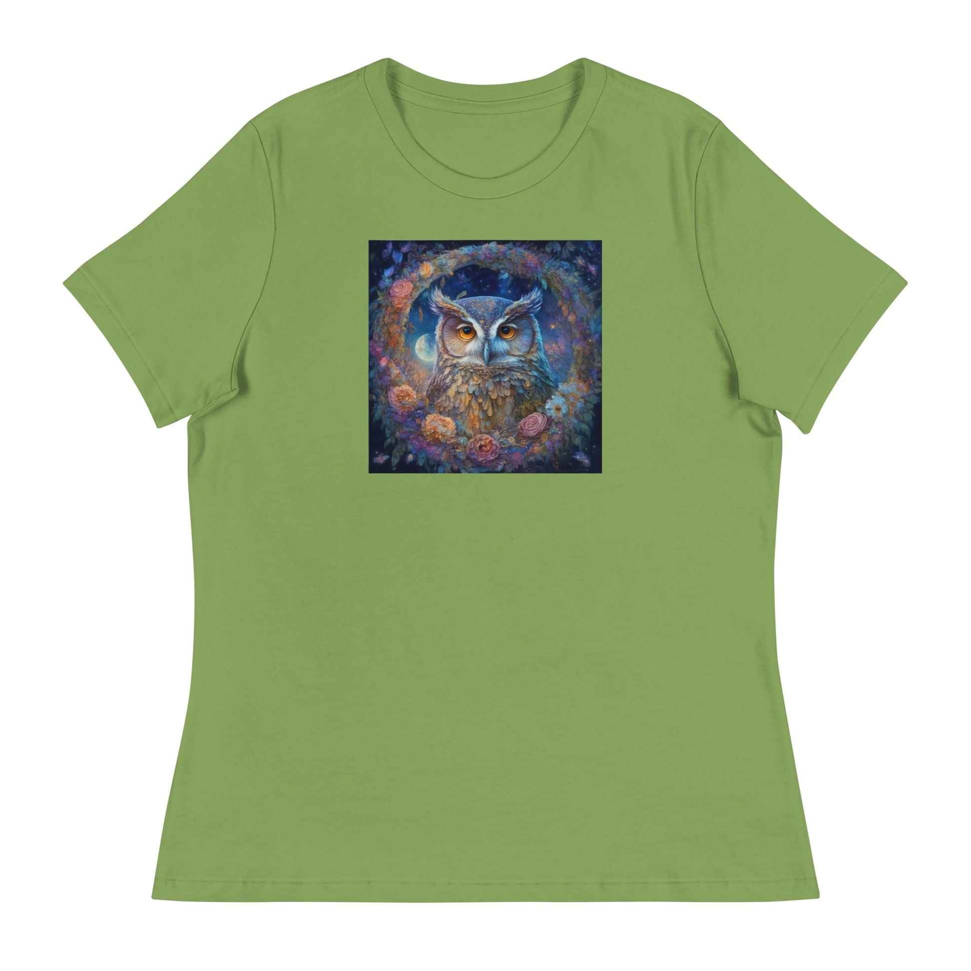 Owl Wreath Women's Animal Lover T-Shirt Leaf