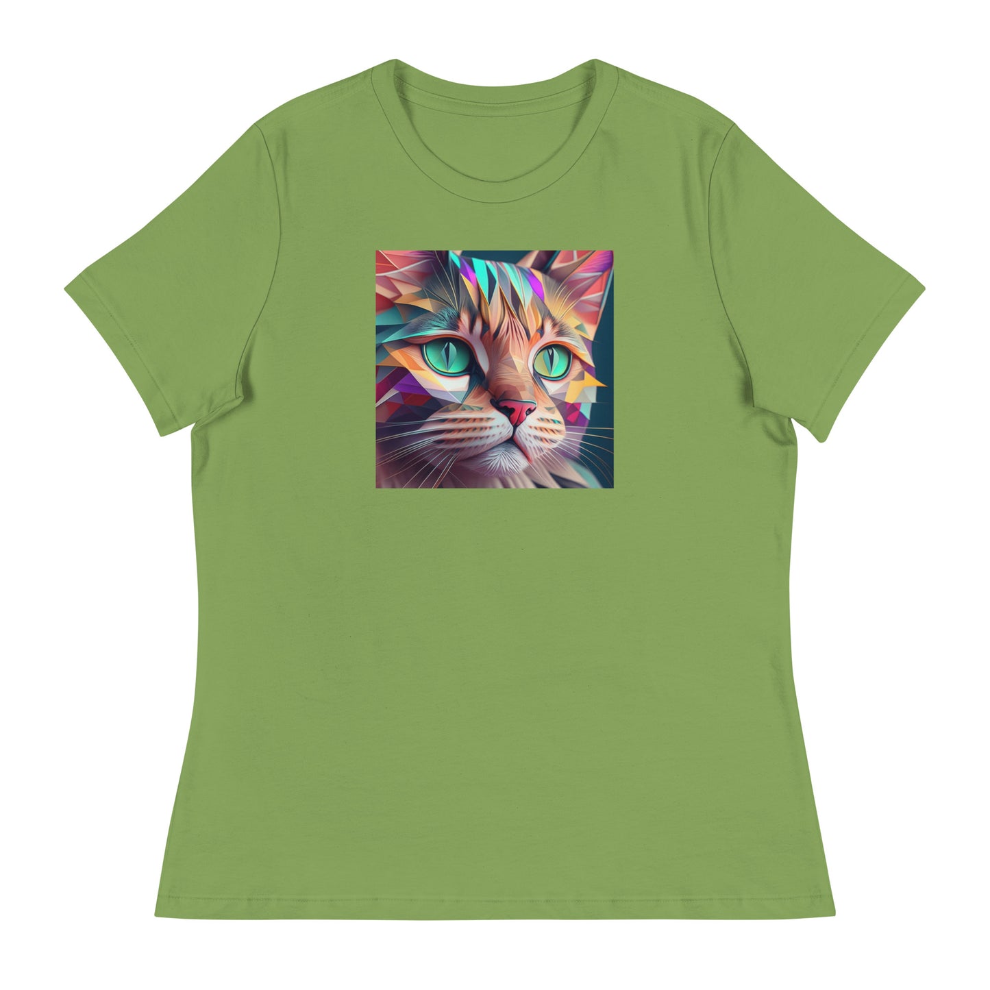 Geometric Cat Women's Cat Lover T-Shirt Leaf