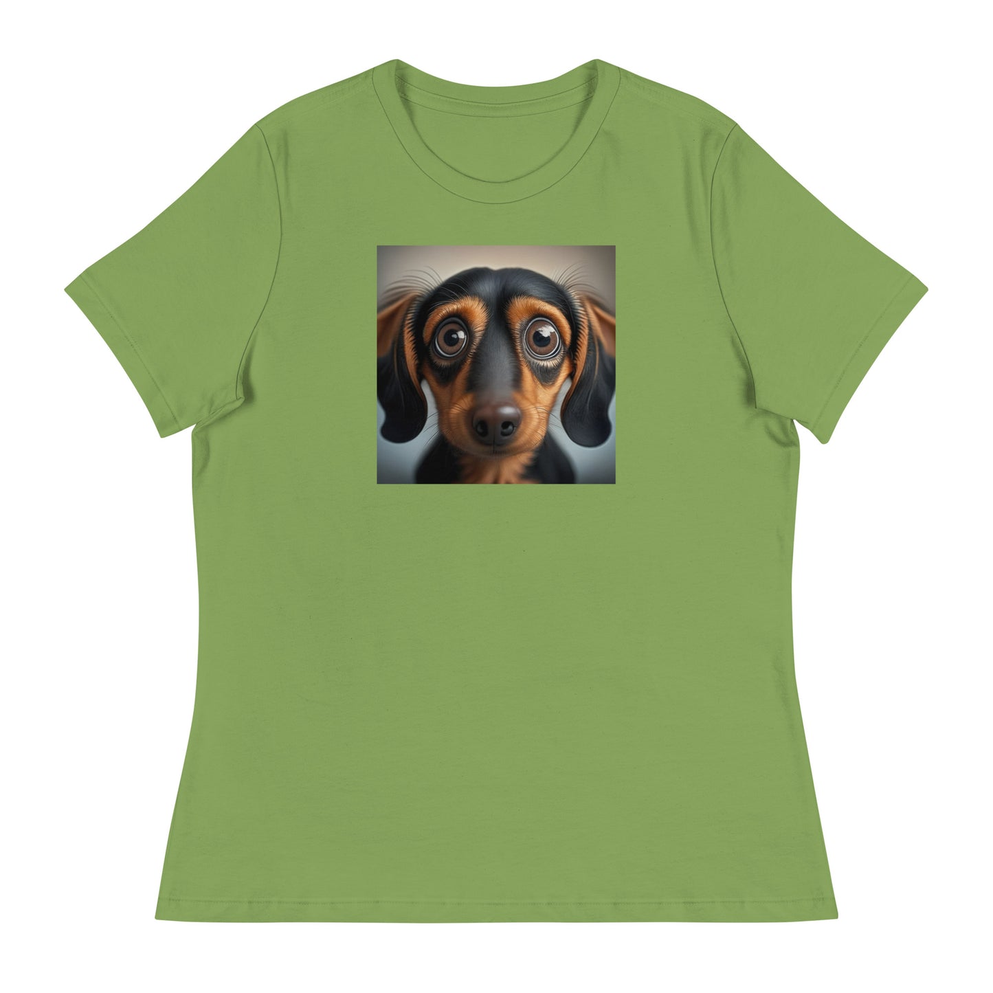 Dachshund with Puppy Dog Eyes Women's Weiner Dog T-Shirt Leaf