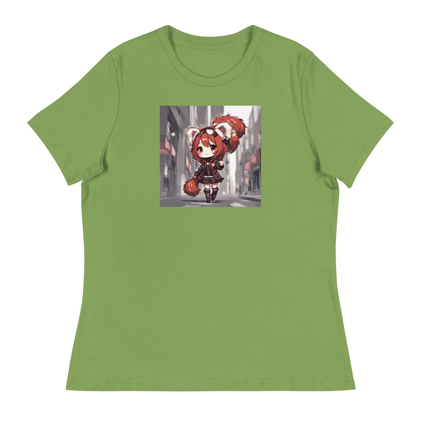 Red Panda Girl Women's Anime T-Shirt Leaf