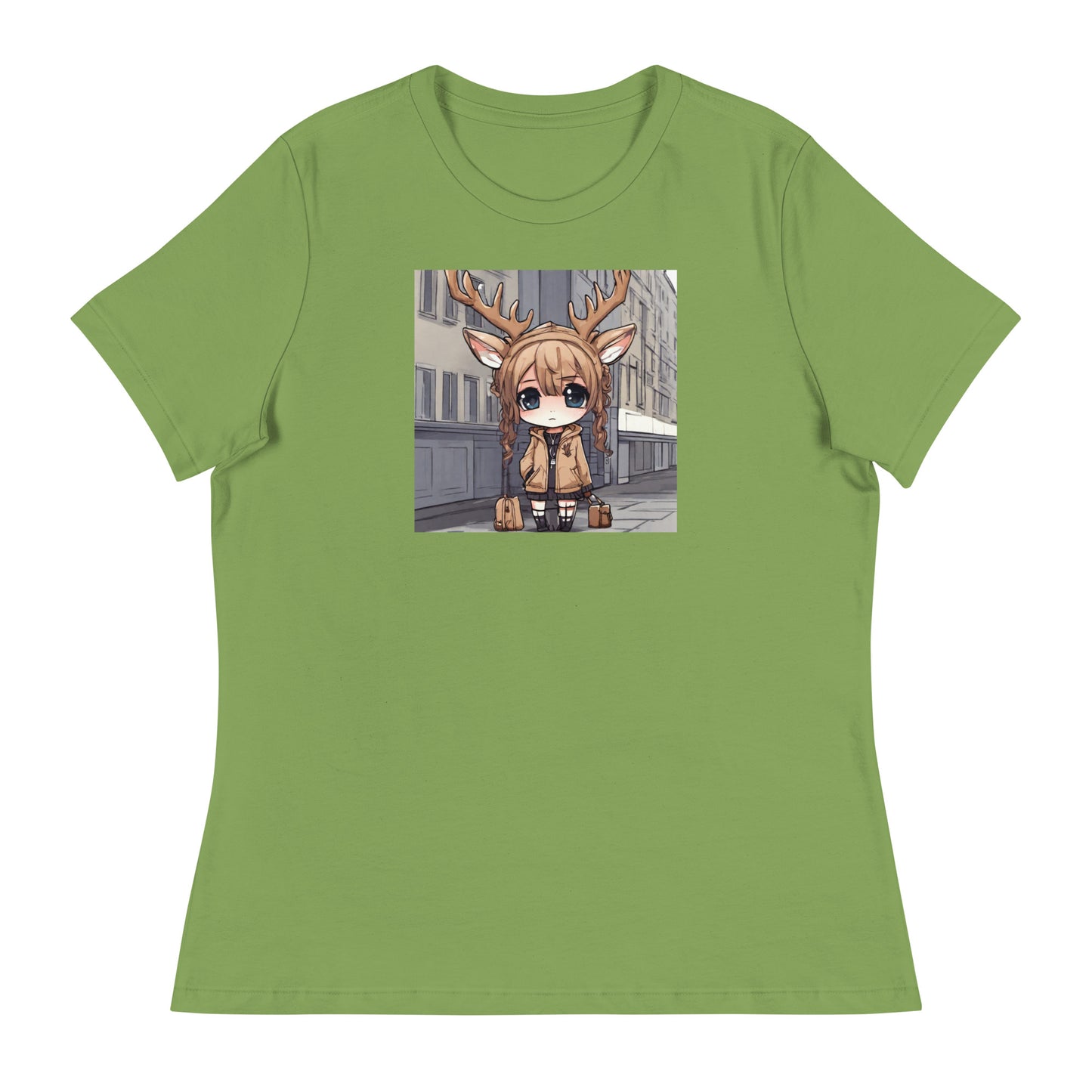 Spirit of the Deer Women's Anime T-Shirt Leaf