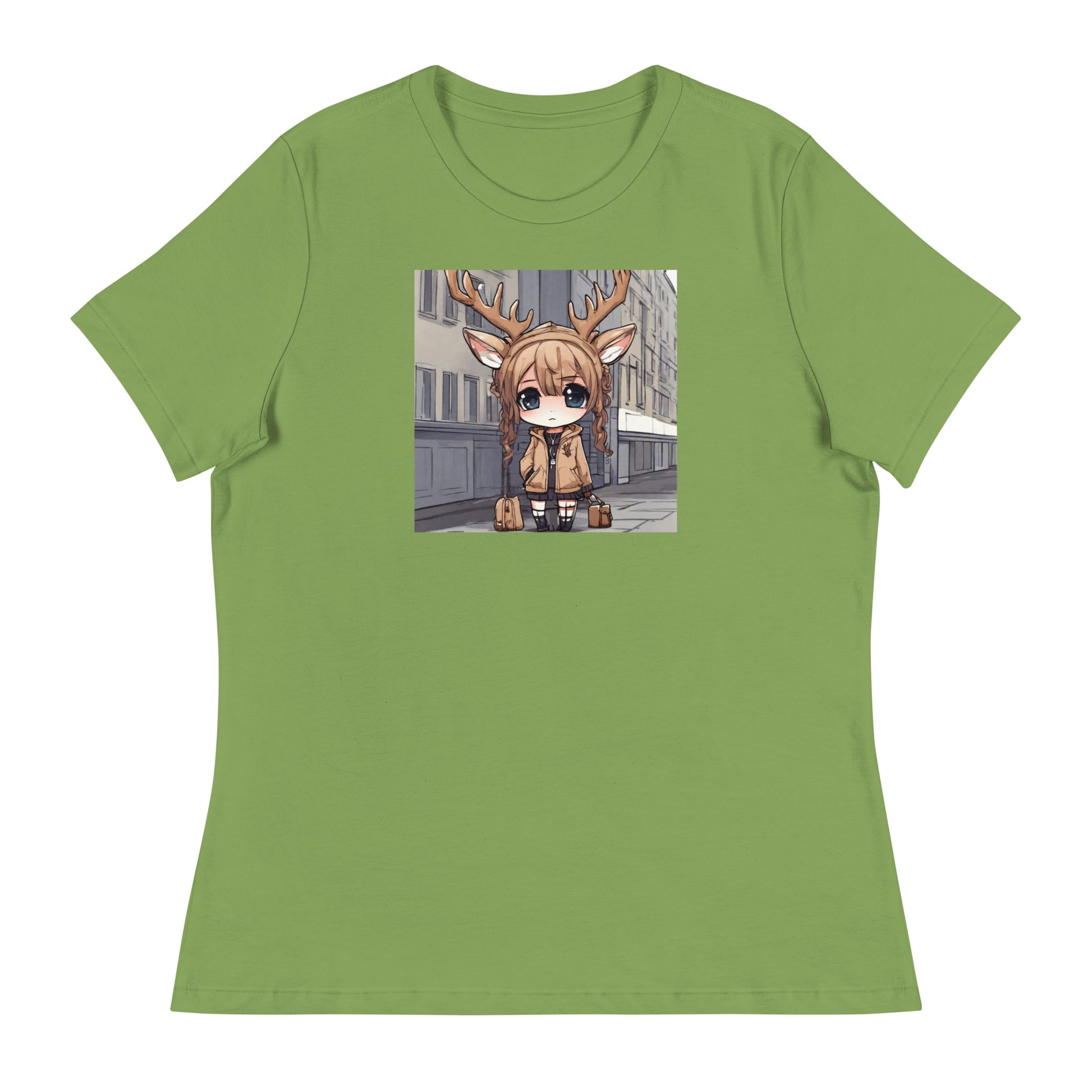 Spirit of the Deer Women's Anime T-Shirt Leaf