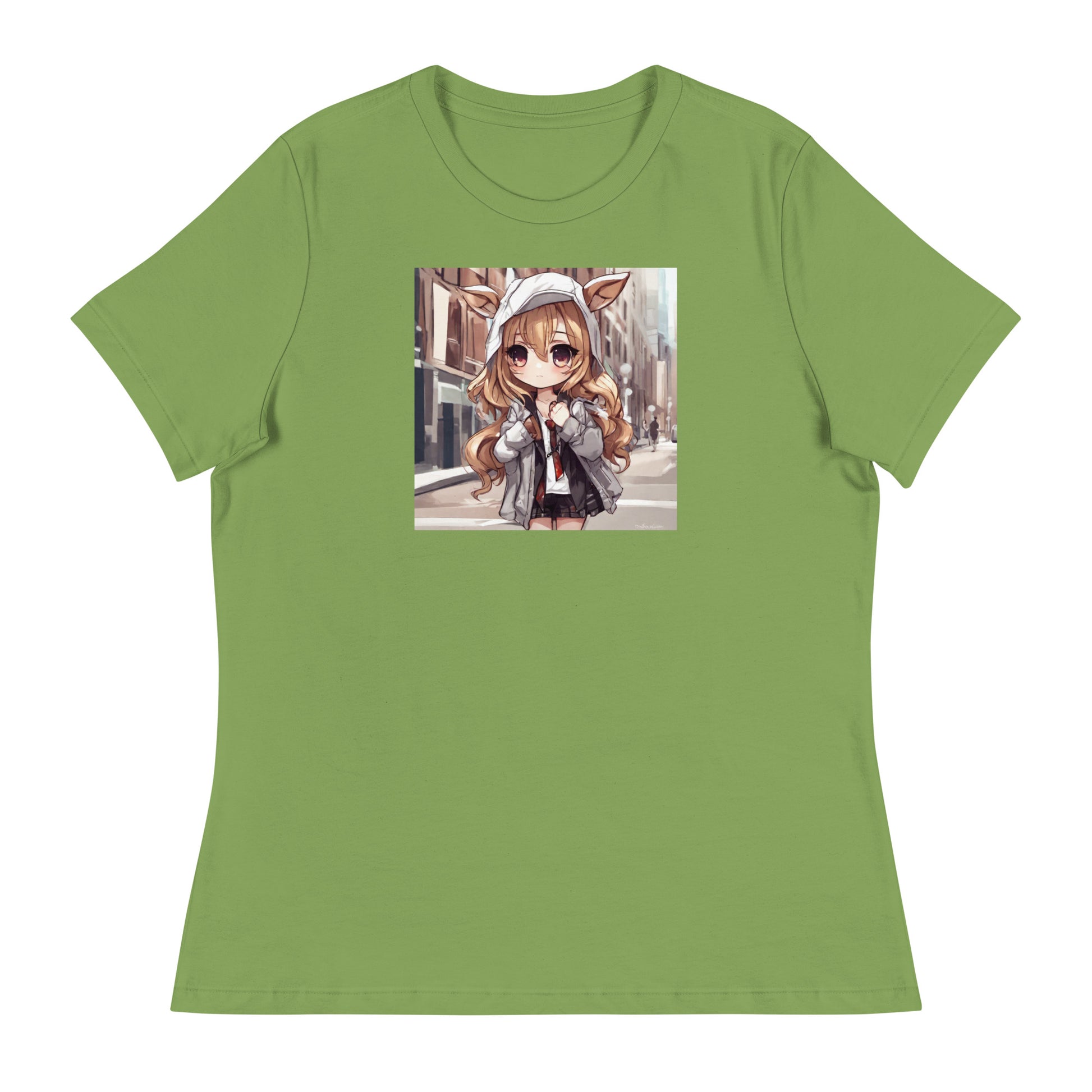 Deer Girl Women's Anime T-Shirt Leaf