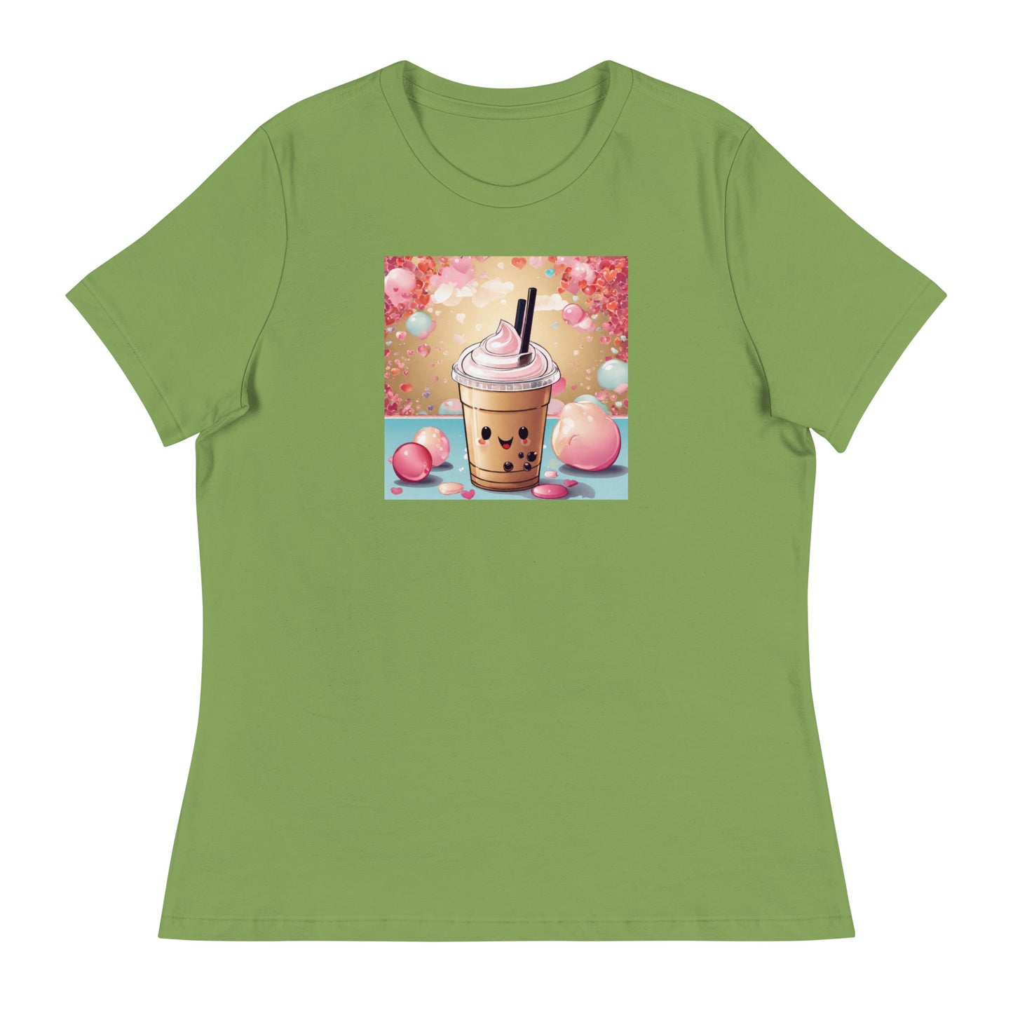 Cute Bubble Milk Tea Women's Boba T-Shirt Leaf