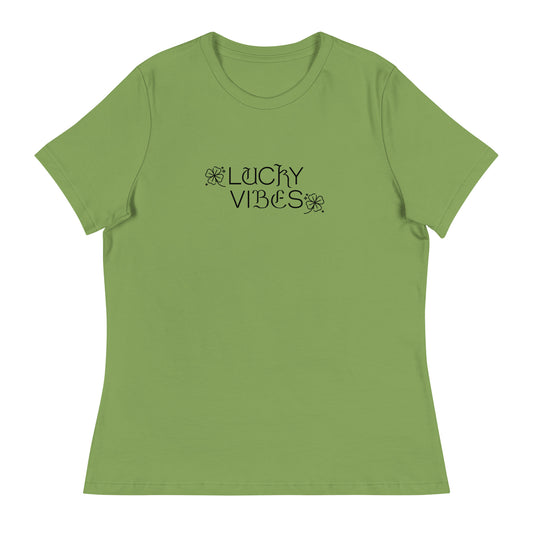 Lucky Vibes Women's St Patrick's Day T-Shirt Leaf