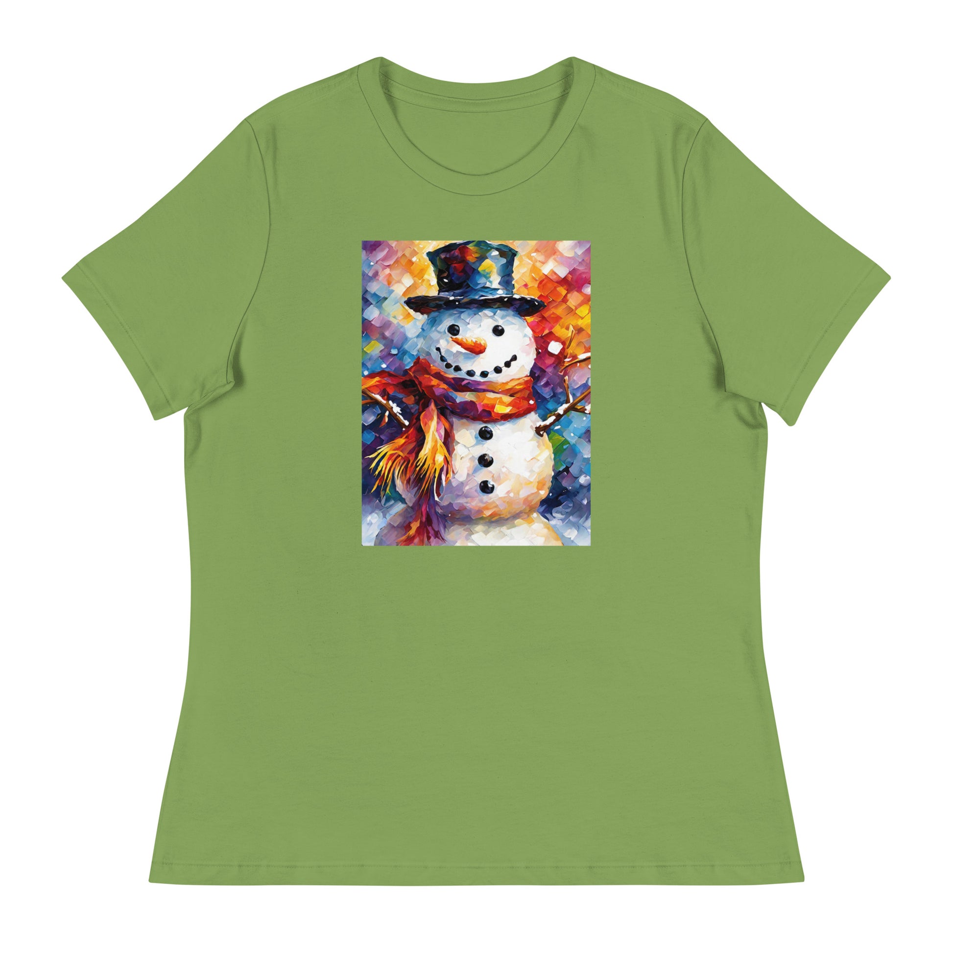 Happy Snowman Women's Christmas T-Shirt Leaf