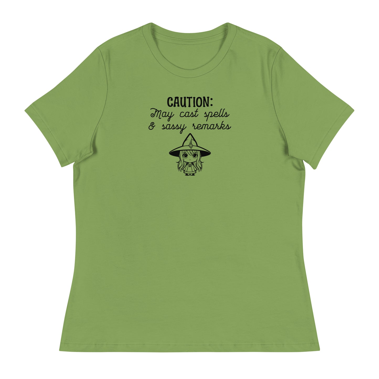 CAUTION: May Cast Spells & Sassy Remarks Women's Halloween T-Shirt Leaf