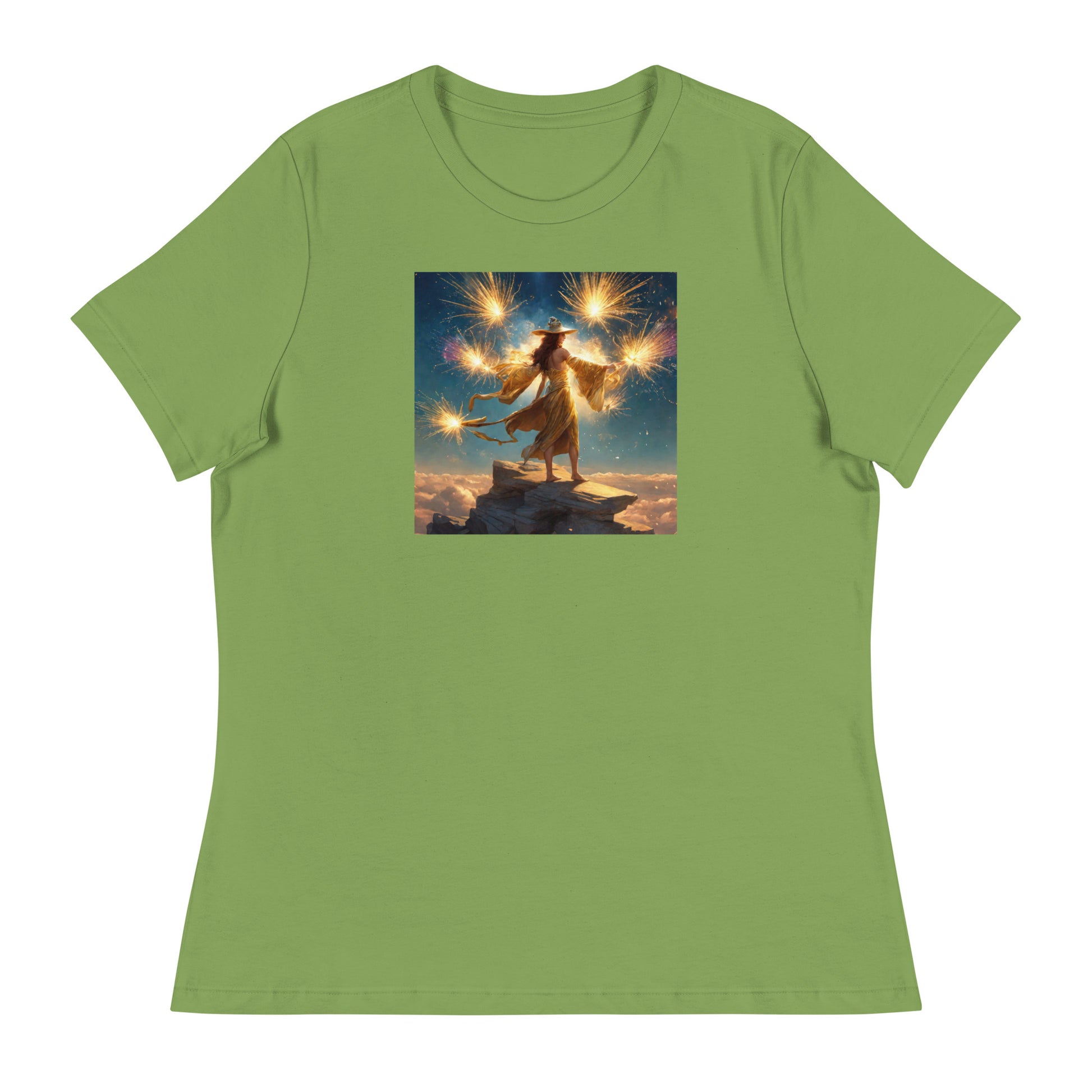 Sorceress Making Fireworks Women's 4th of July T-Shirt Leaf