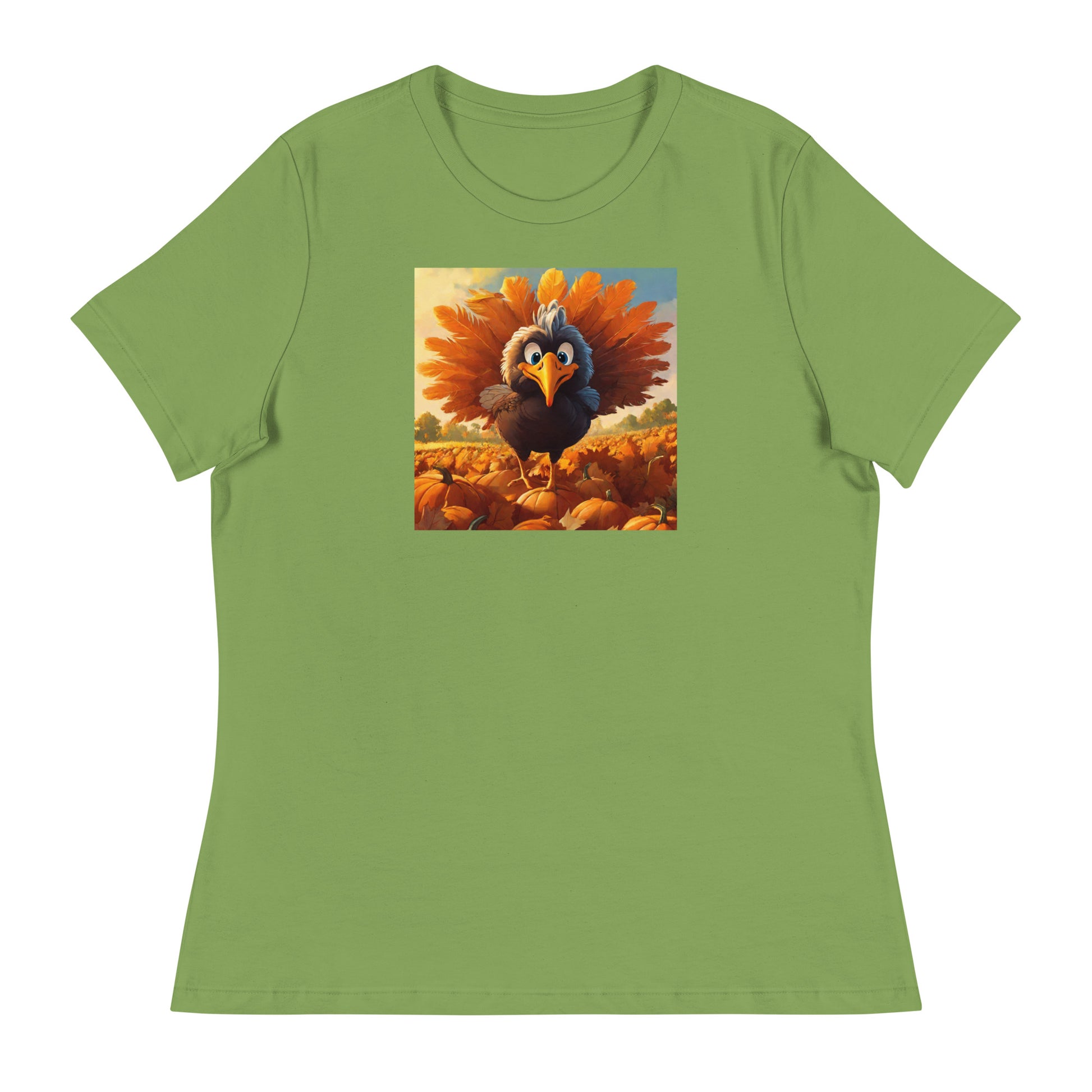 Cute Turkey Women's Thanksgiving T-Shirt Leaf