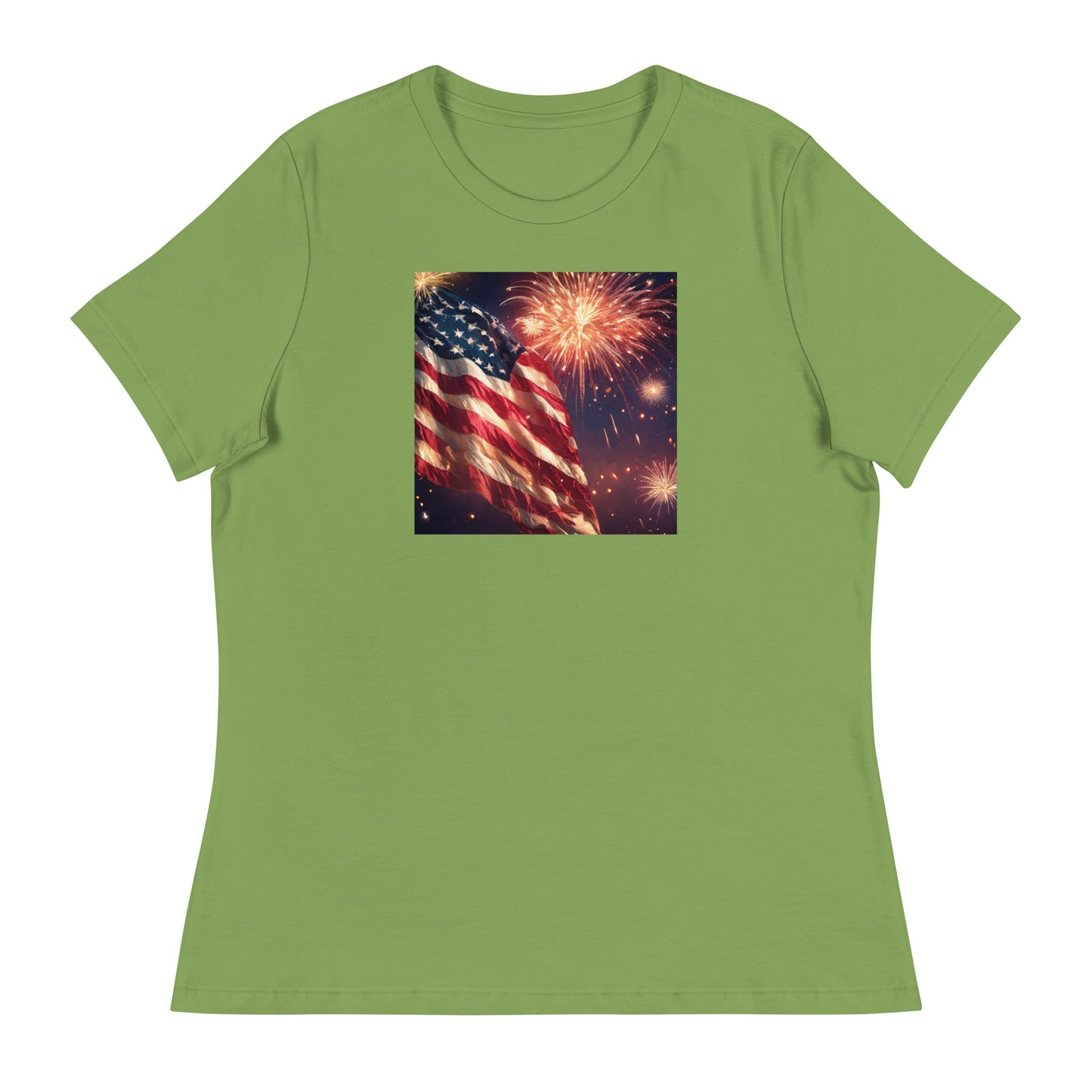 American Flag Women's 4th of July T-Shirt Leaf