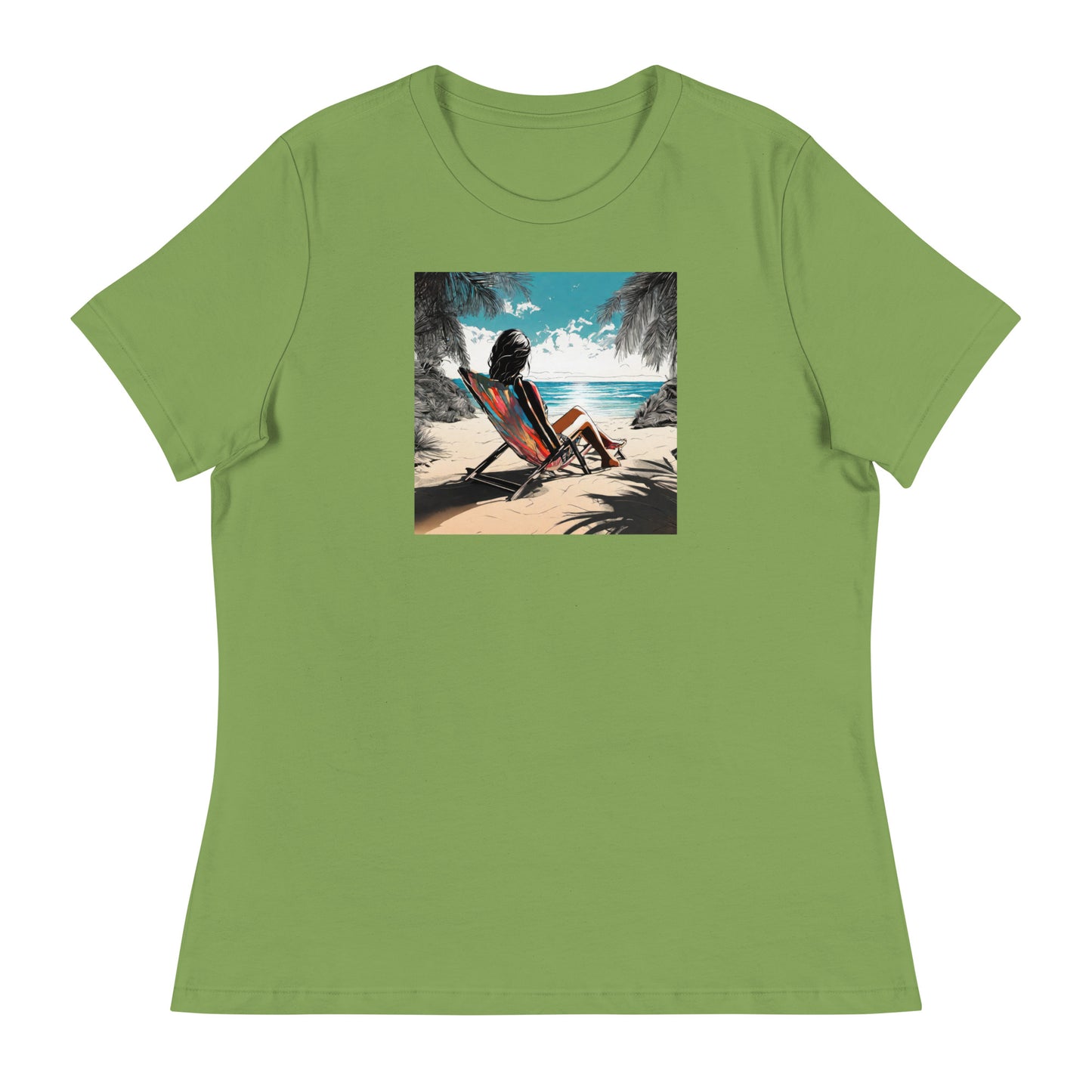 Relaxing on the Beach Women's Summer T-Shirt Leaf