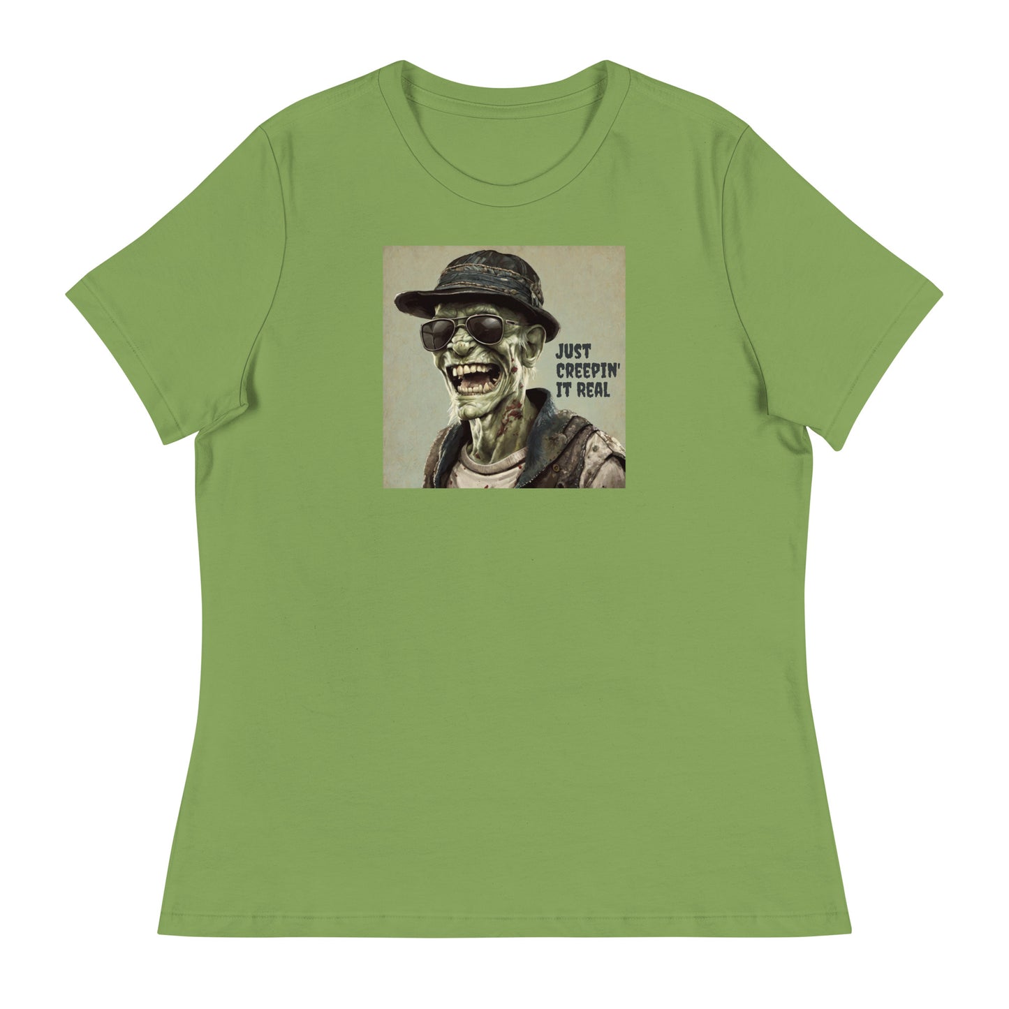 Just Creepin' It Real Women's Zombie T-Shirt for Halloween Leaf