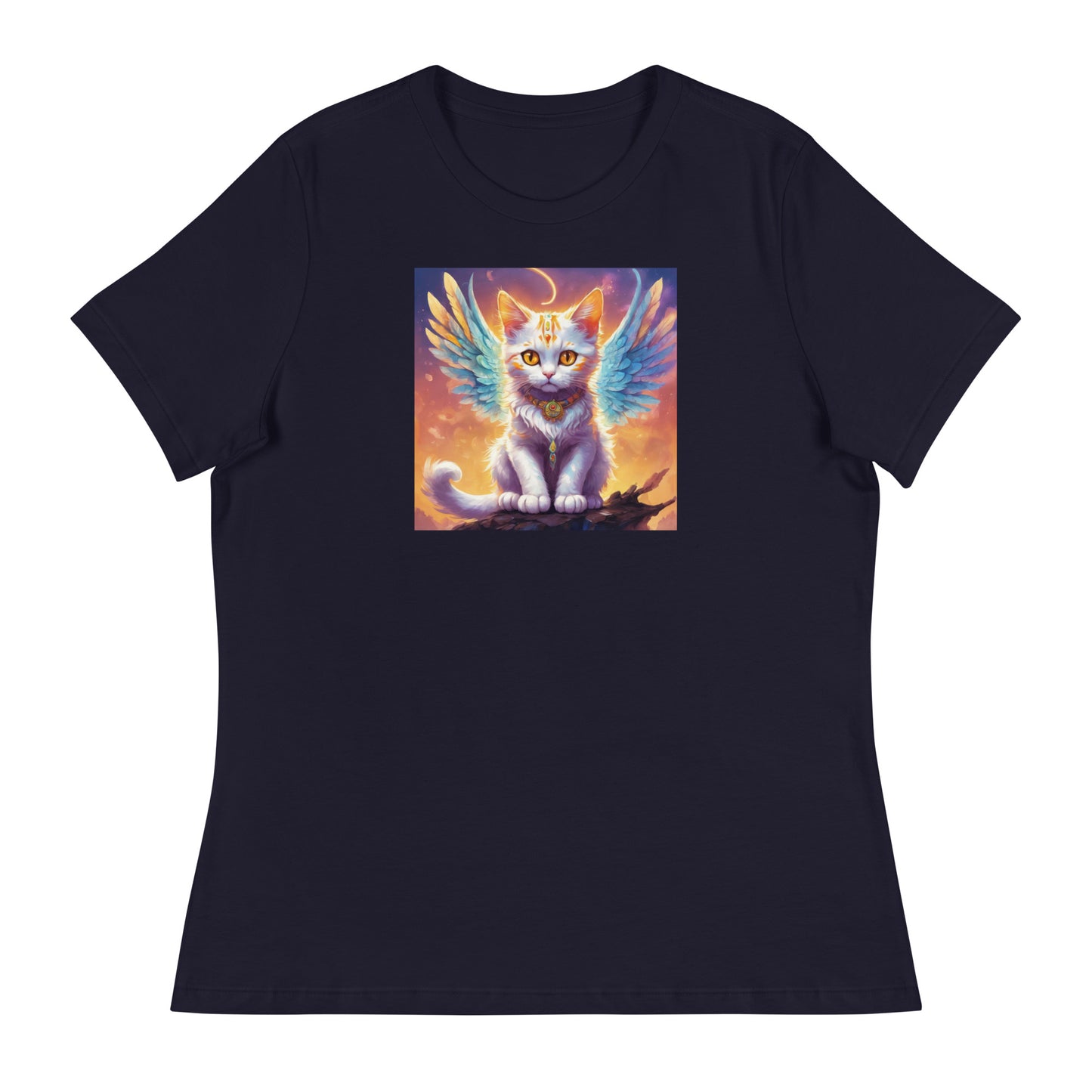 Cat with Wings Women's Graphic Tee Navy