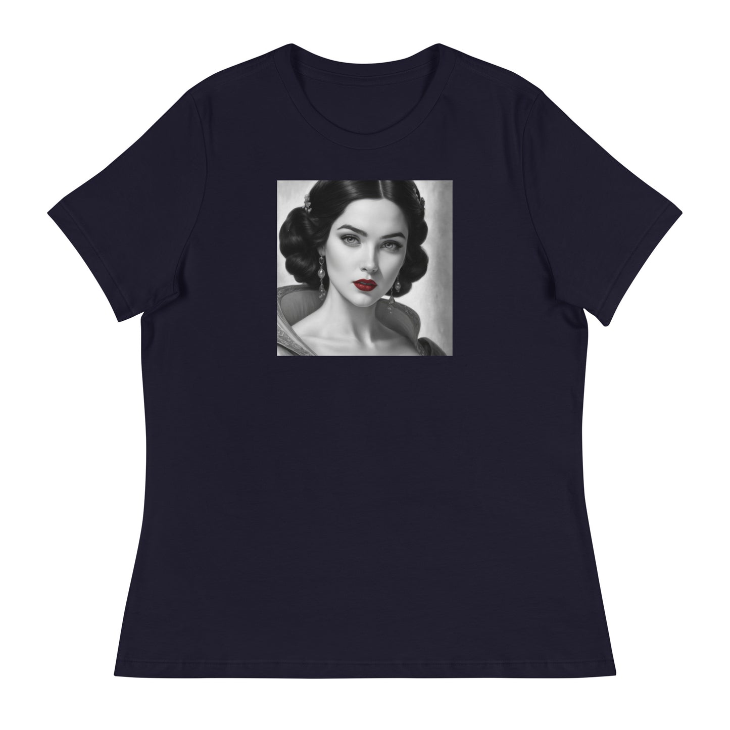 Snow White Portrait Women's Fairy Tale T-Shirt Navy