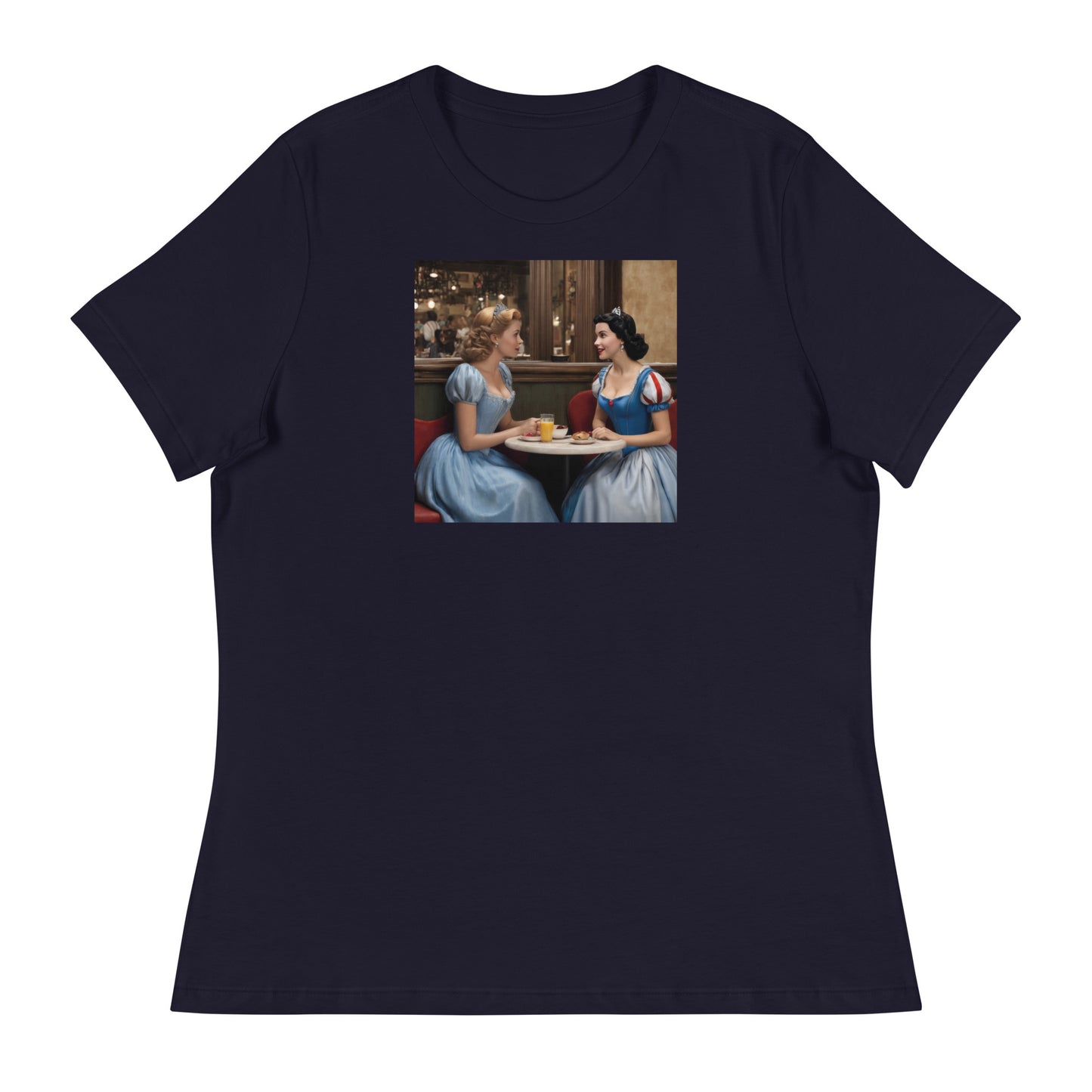 Cinderella and Snow White at a Cafe T-Shirt Navy