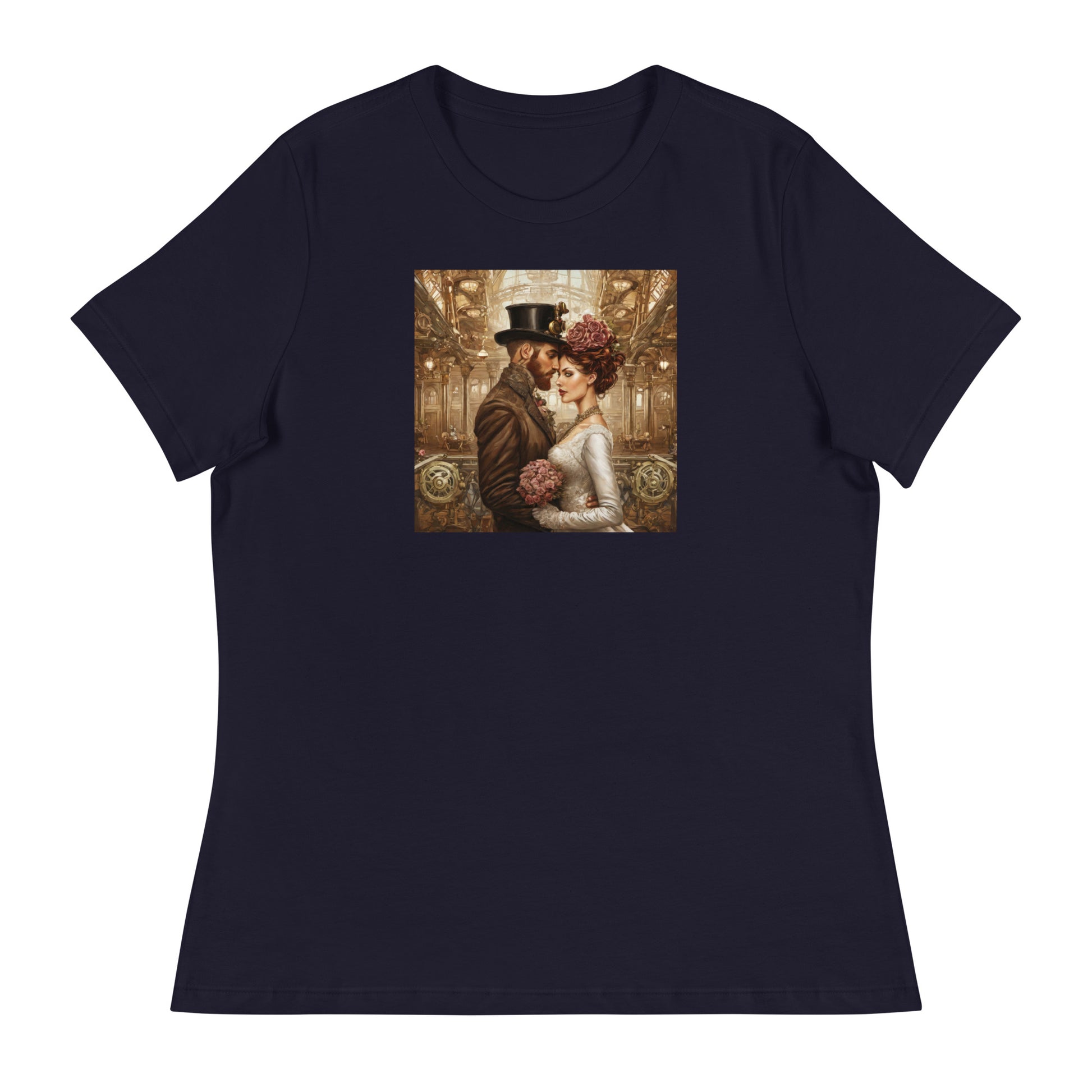 Gears & Lace Steampunk Wedding Women's T-Shirt Navy