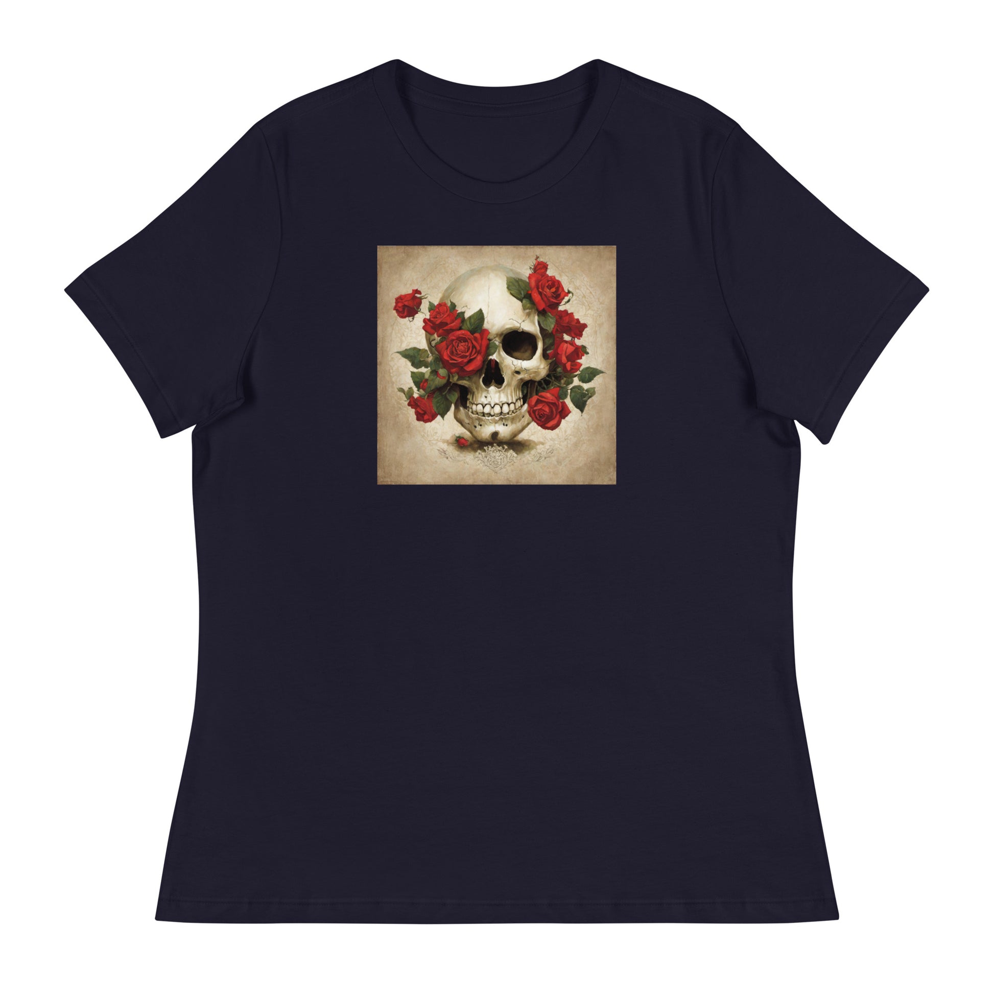 Skull & Roses Women's T-Shirt Navy