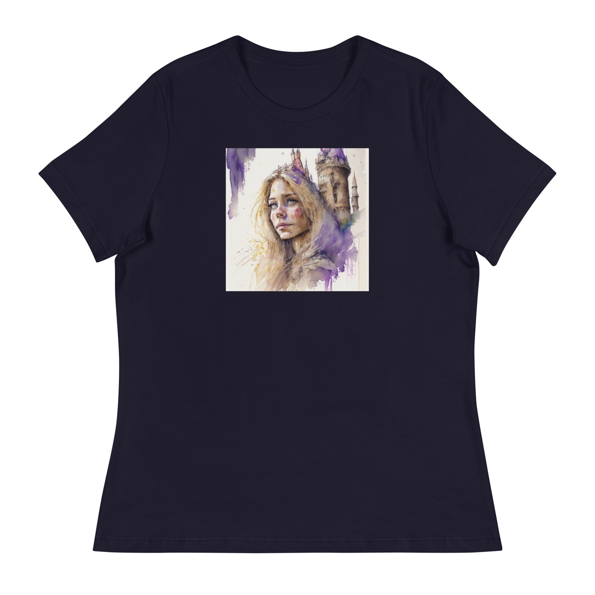 Rapunzel & The Tower Women's Fairy Tale Graphic Tee Navy