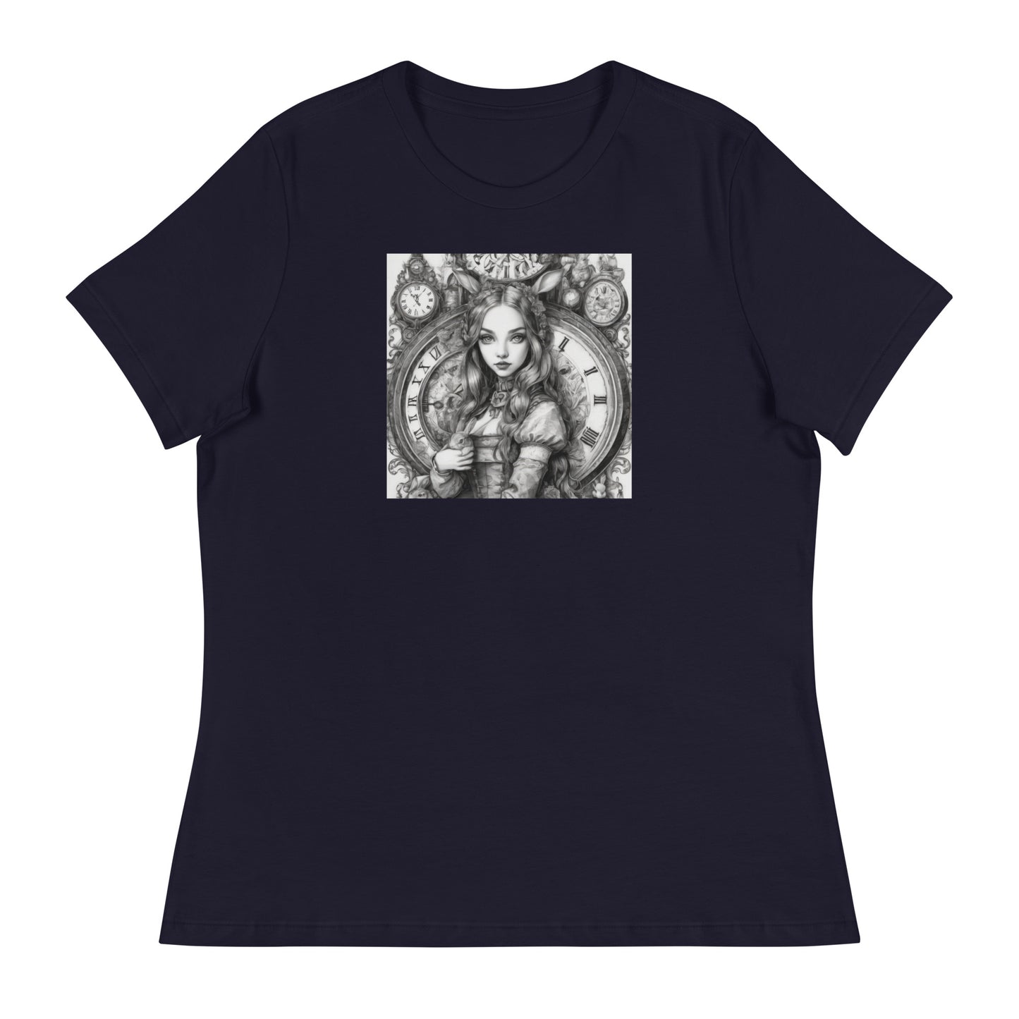 Alice in Wonderland Clockwork Women's T-Shirt Navy