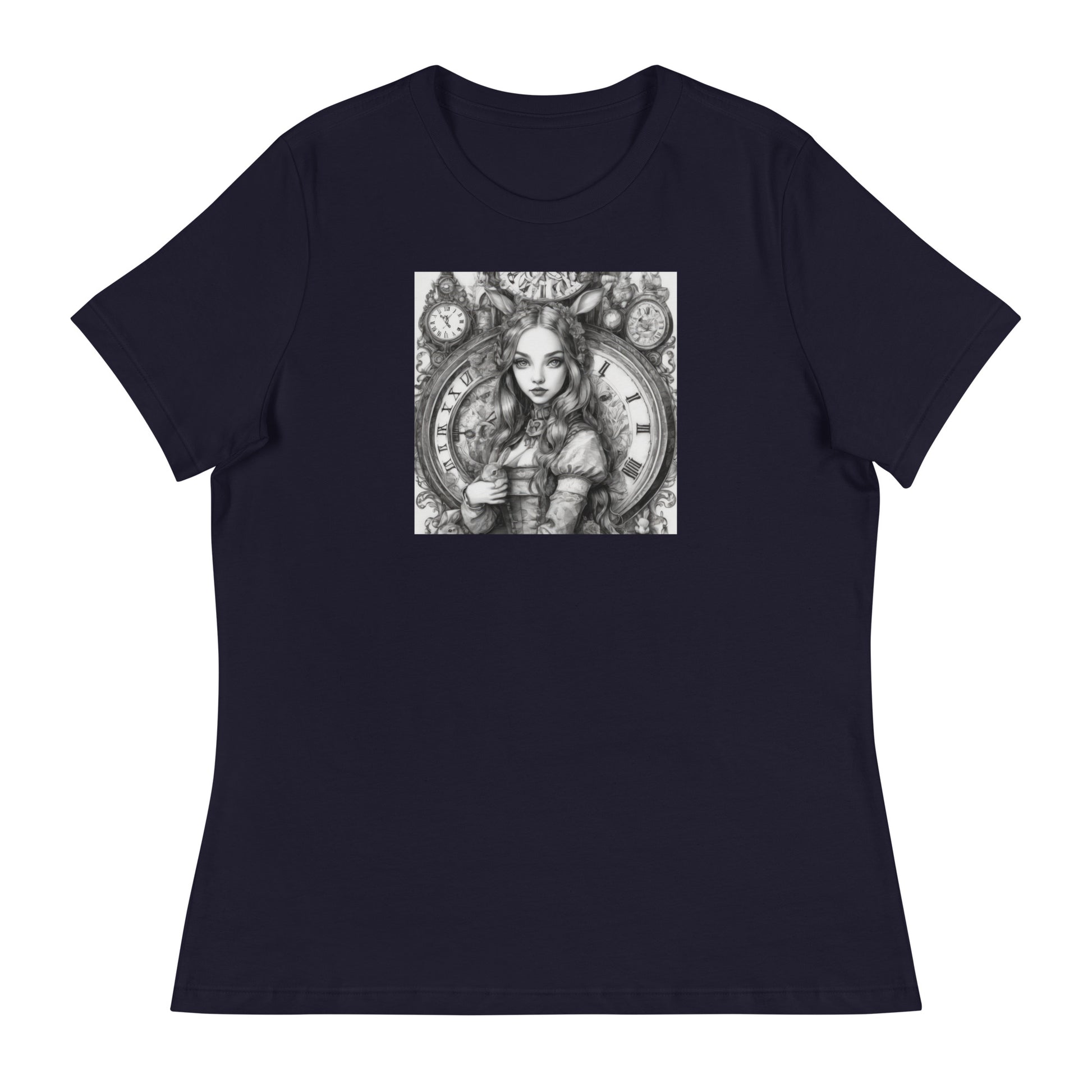 Alice in Wonderland Clockwork Women's T-Shirt Navy