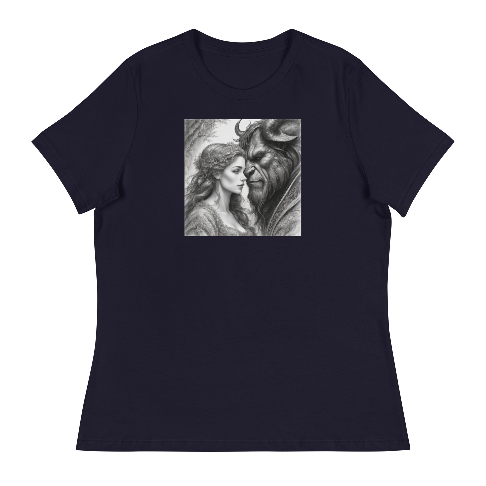 Beauty and the Beast Portrait Women's T-Shirt Navy