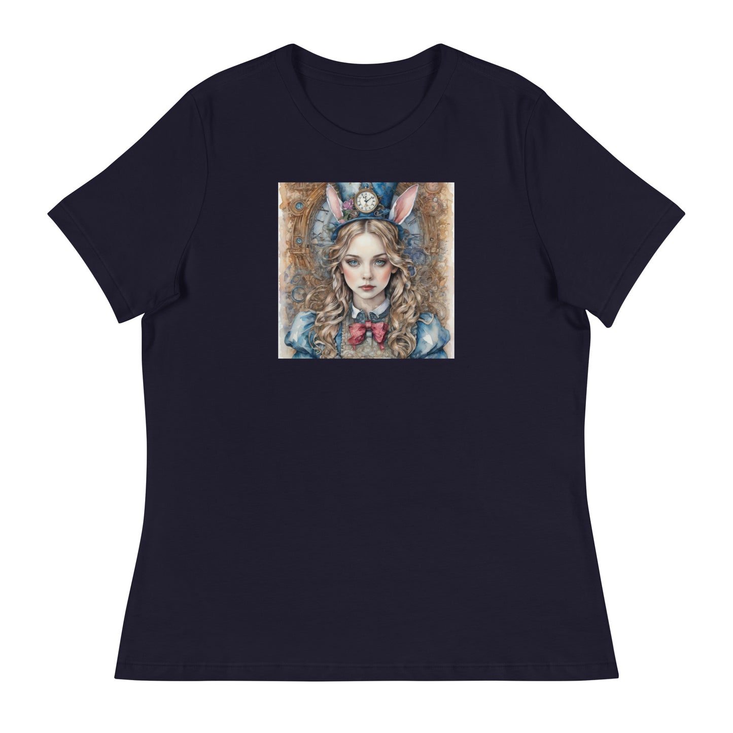 Alice in Wonderland with Bunny Ears Women's T-Shirt Navy