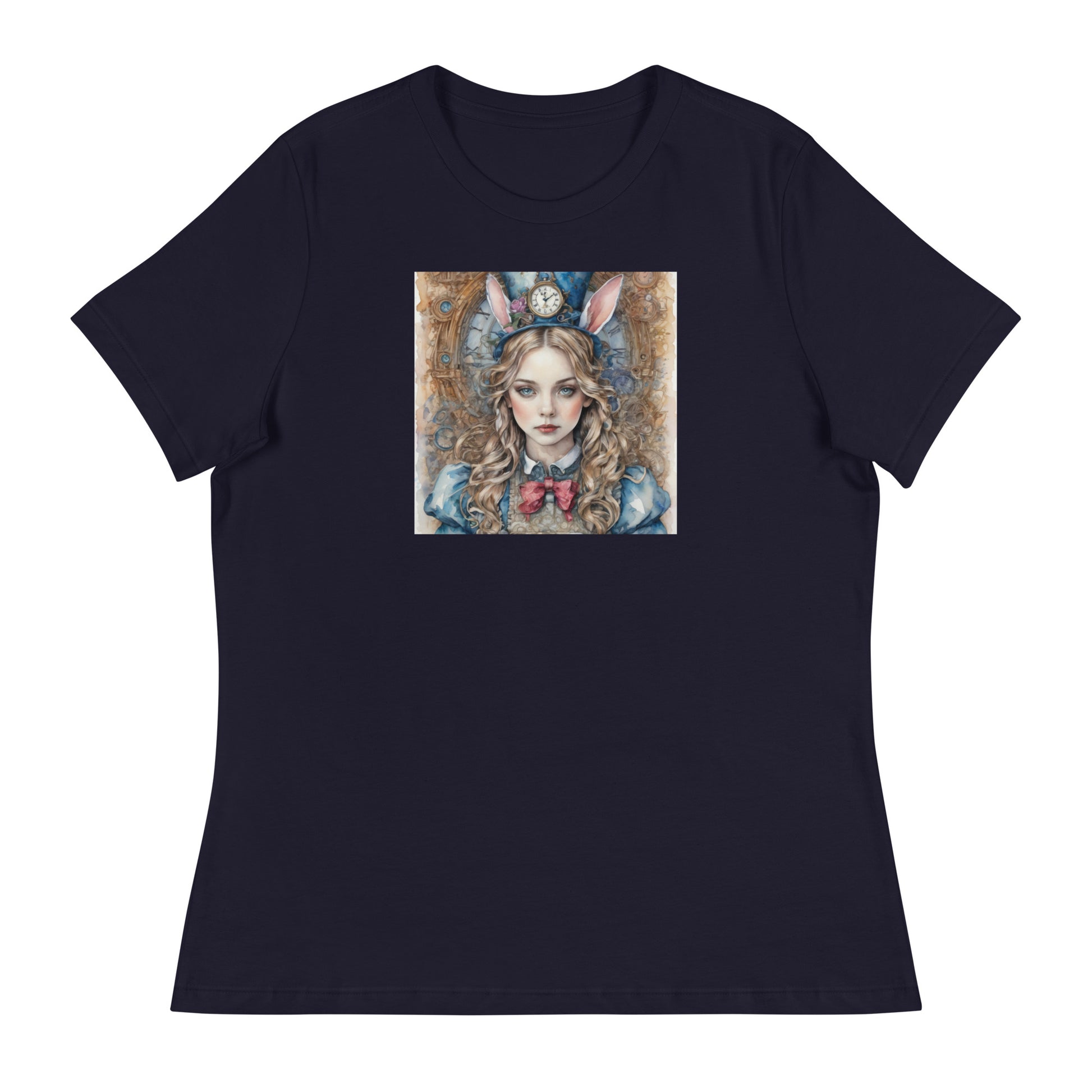 Alice in Wonderland with Bunny Ears Women's T-Shirt Navy