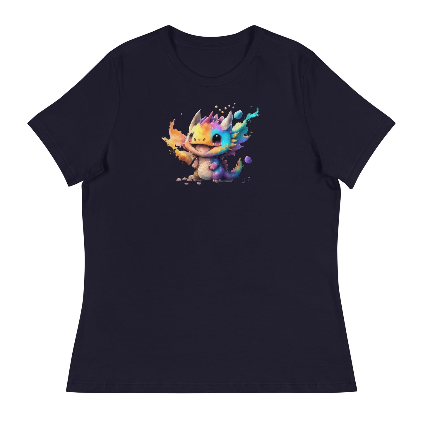 Cute Baby Dragon Women's Fantasy T-Shirt Navy