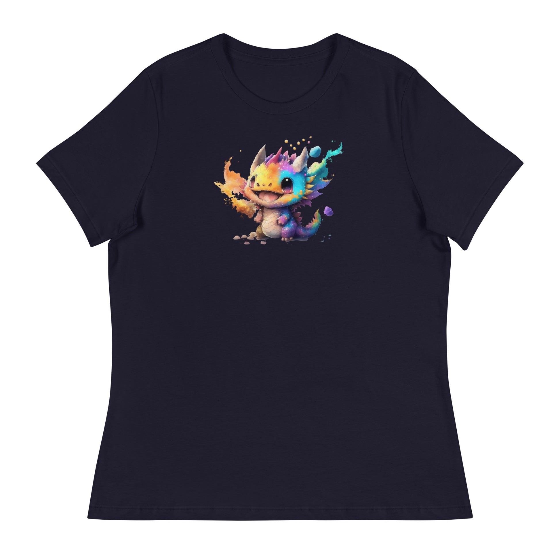 Cute Baby Dragon Women's Fantasy T-Shirt Navy