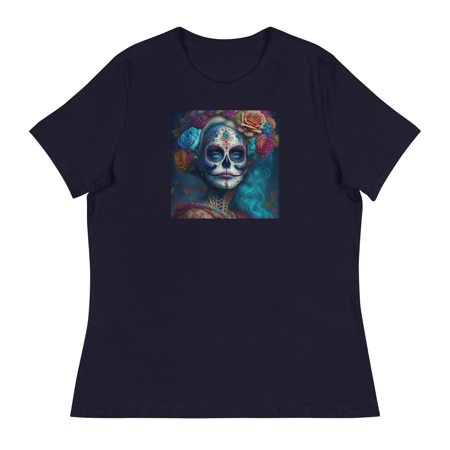 Day of the Dead Makeup Princess Women's T-Shirt Navy