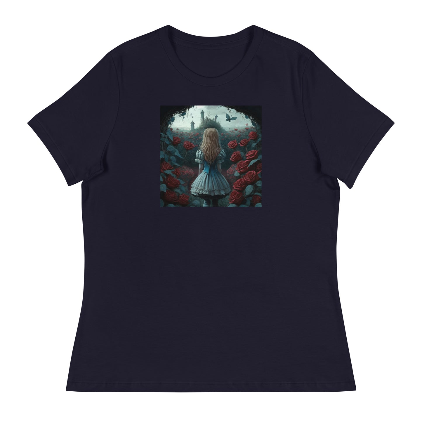 Alice and the Path or Roses Women's T-Shirt Navy