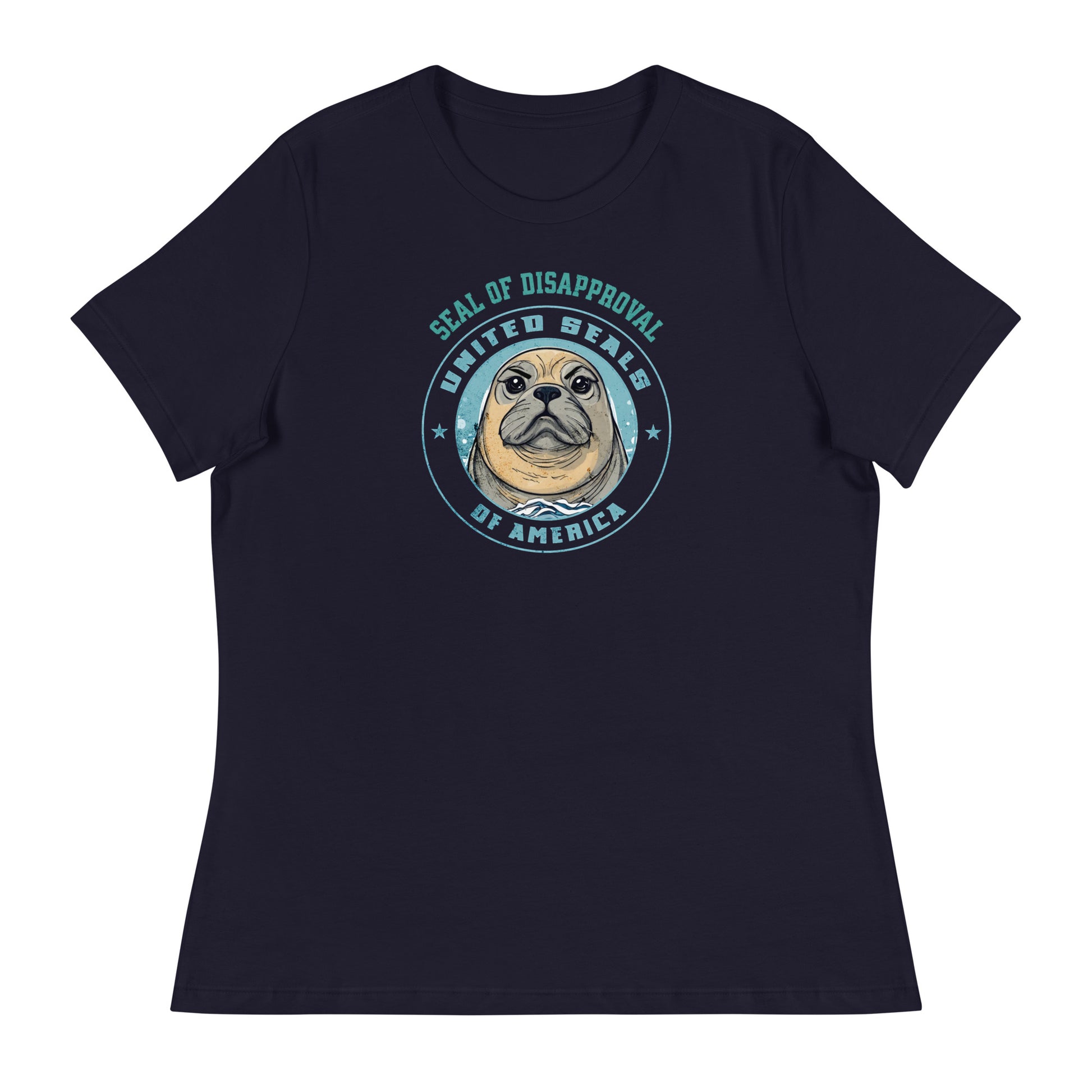 Seal of Disapproval Women's Funny T-Shirt Navy