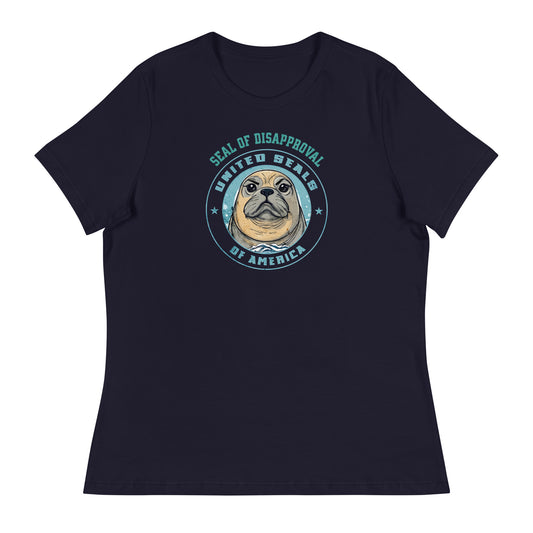 Seal of Disapproval Women's Funny T-Shirt Navy